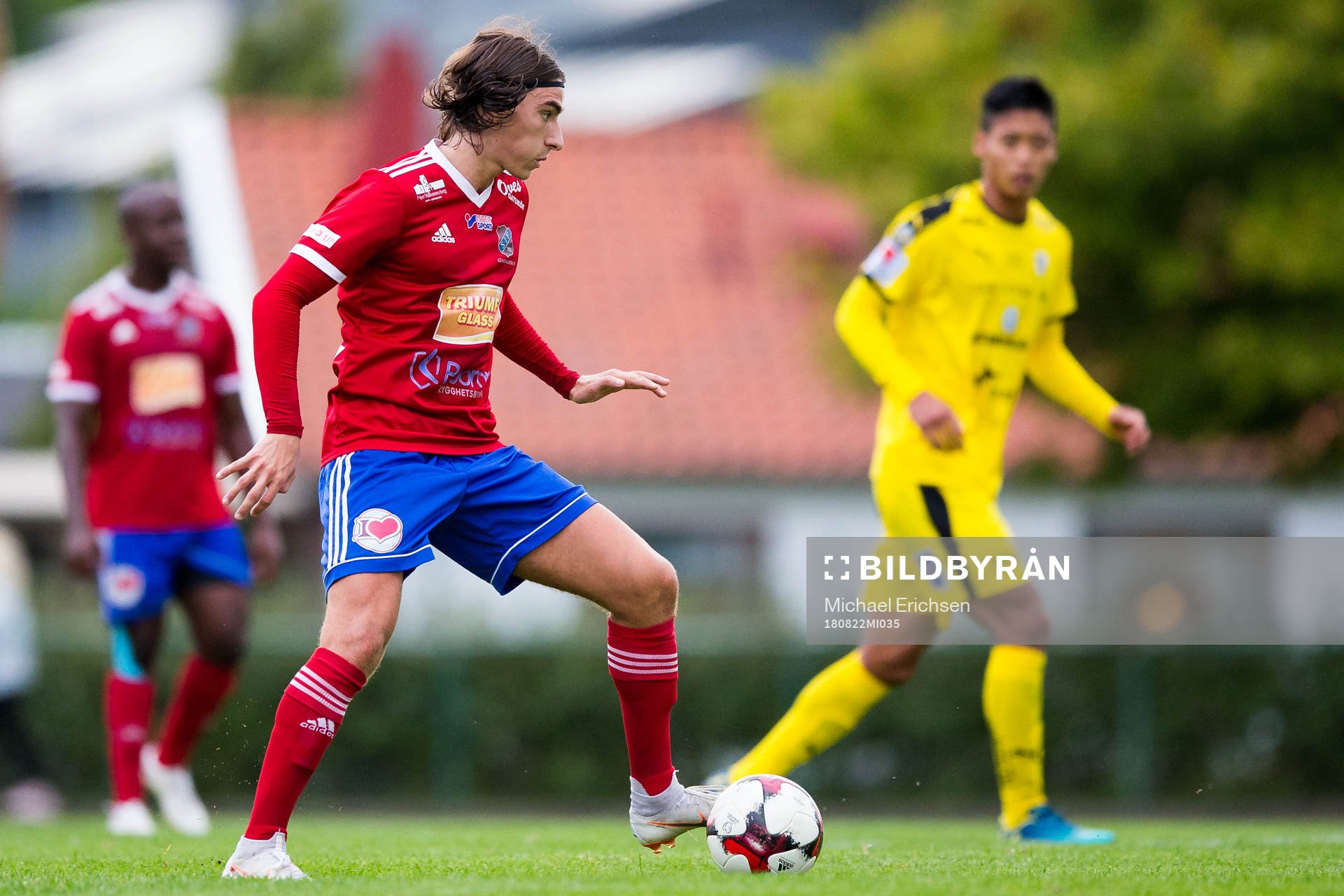 Sävedalens Florian Brahimi under fotbollsmatchen i Svenska cupen mellan ISävedalen och Halmstad den 22 augusti 2018 i Göteborg.