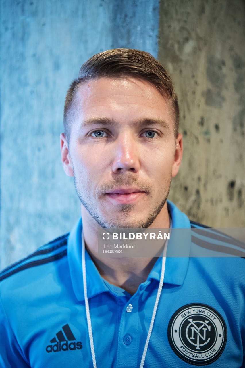 Anton Tinnerholm poses for a portrait at a press event with