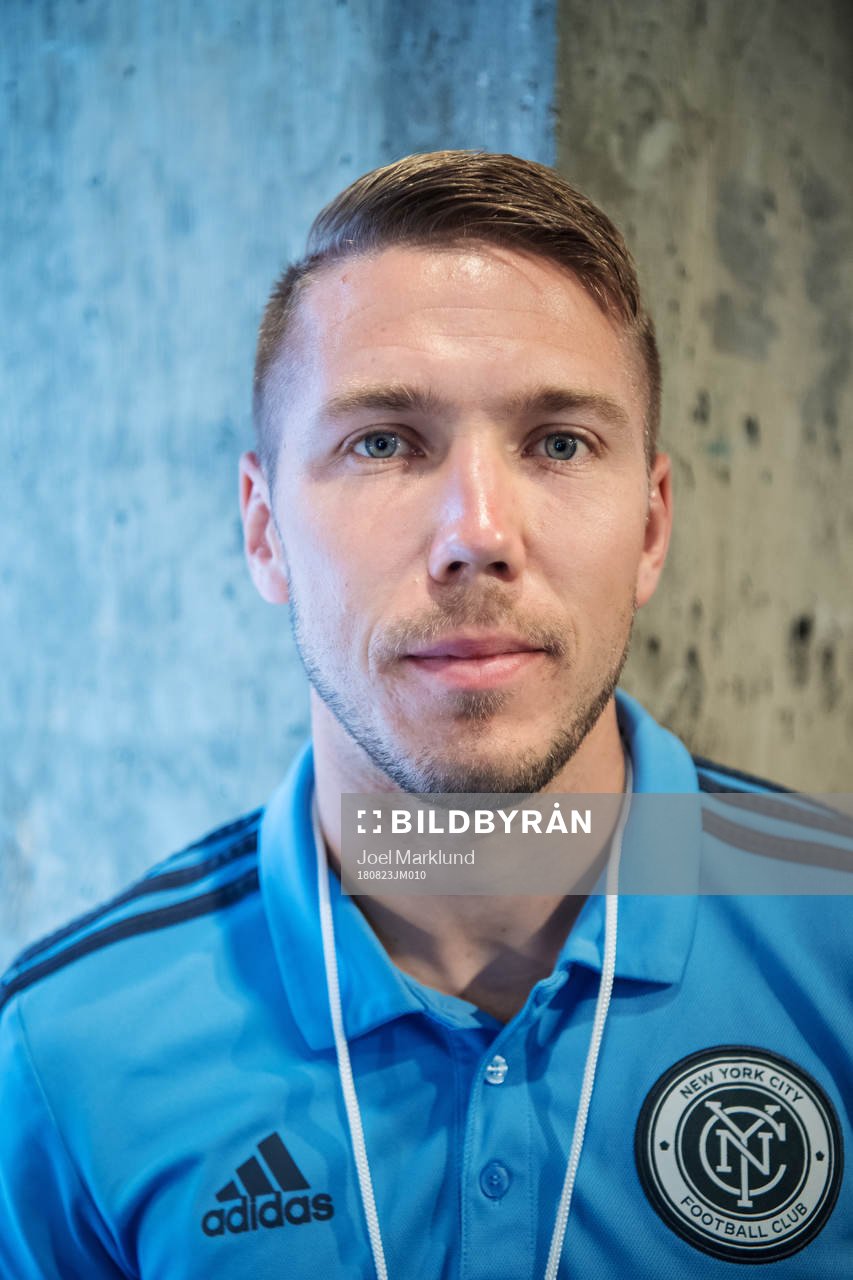 Anton Tinnerholm poses for a portrait at a press event with