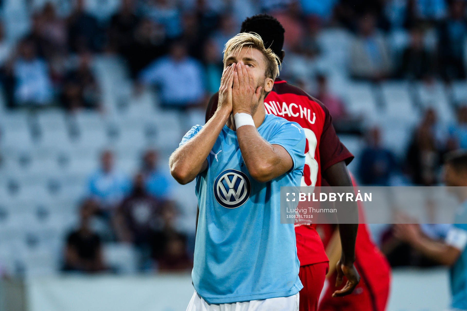 Rasmus Bengtsson of Malmö FF looks dejected