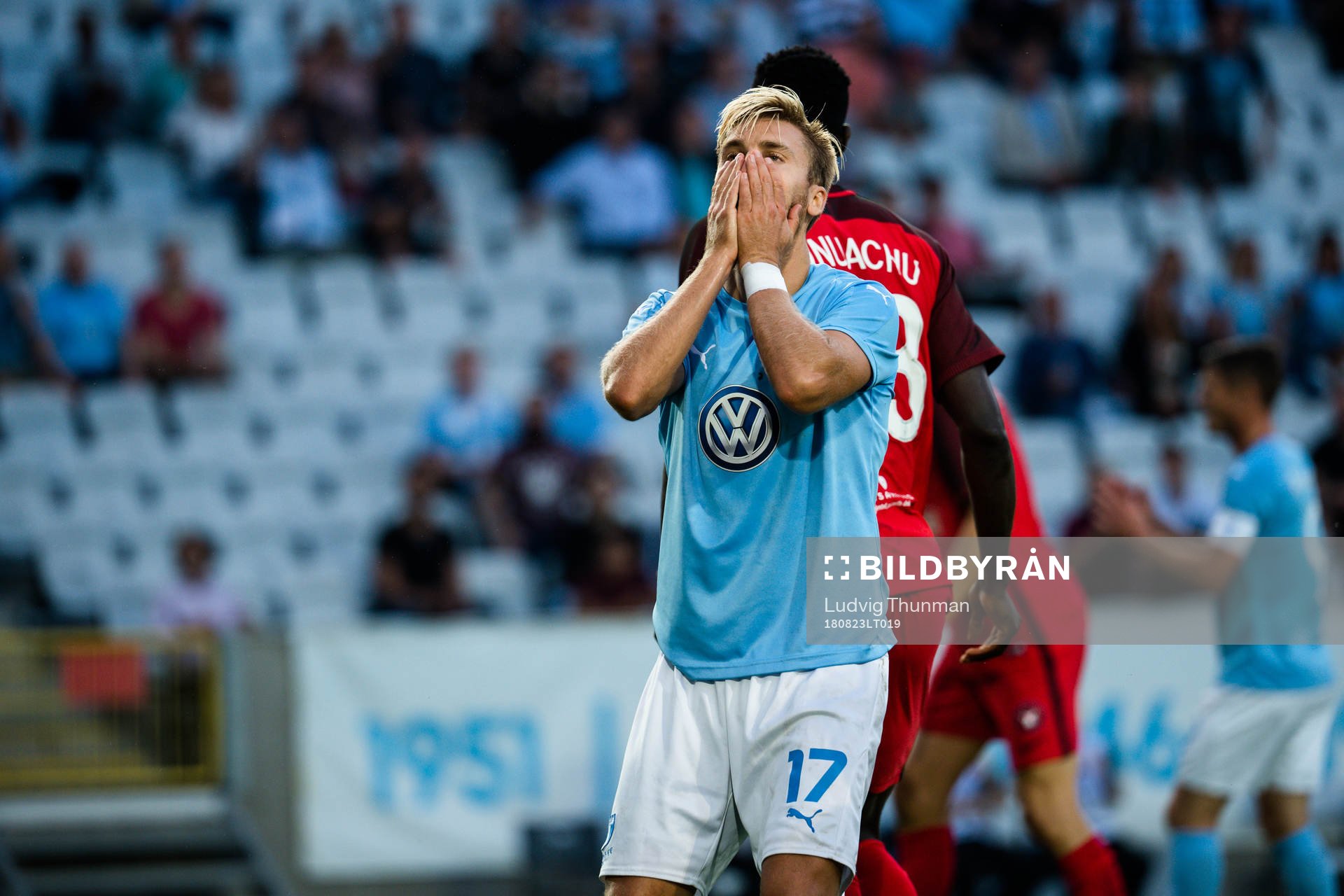 Rasmus Bengtsson of Malmö FF looks dejected