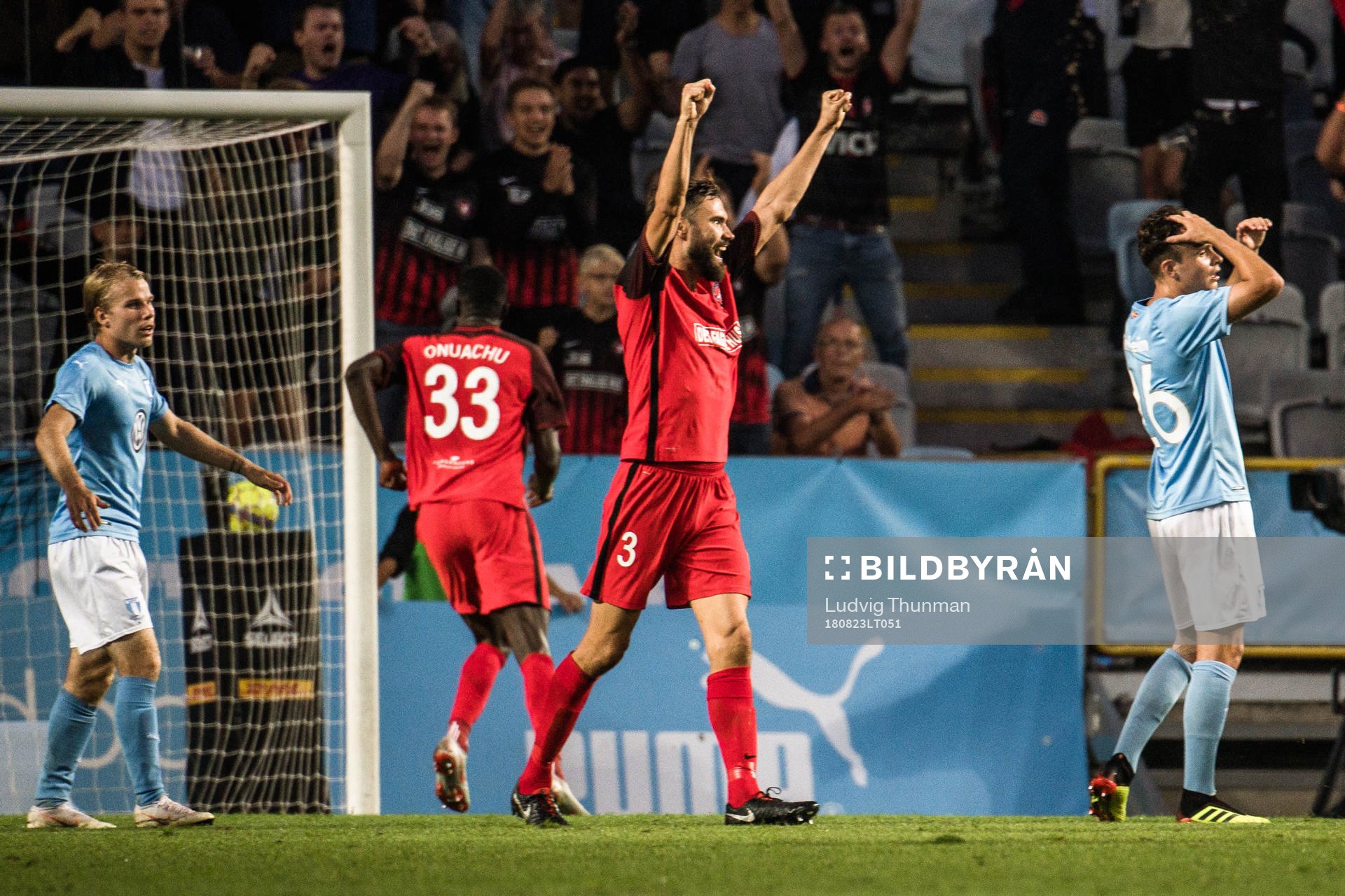 Tim Sparv of Midtjylland celebrates the 2-1 goal