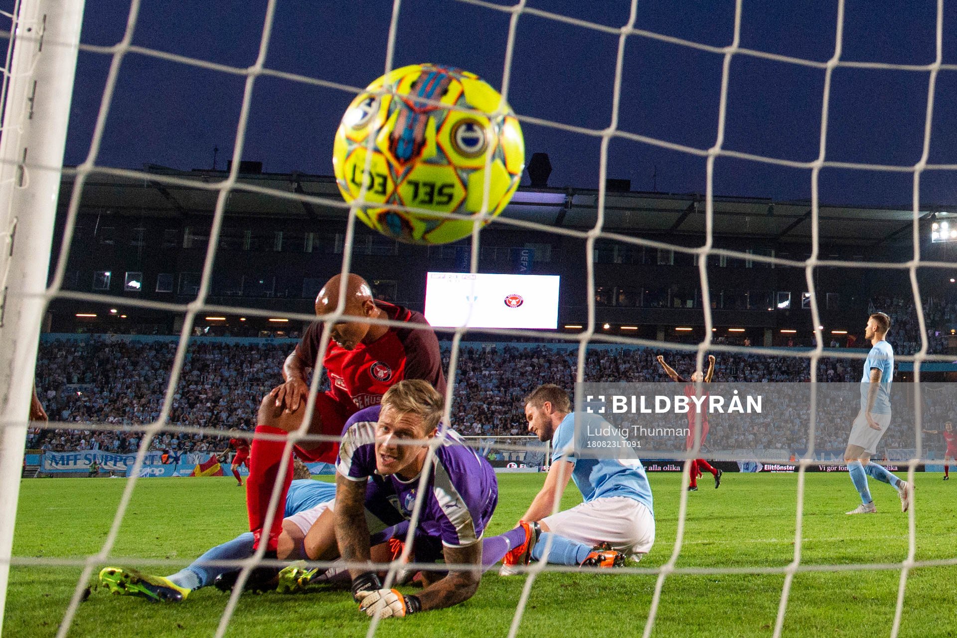 Goalkeeper Johan Dahlin of Malmö FF looks dejected