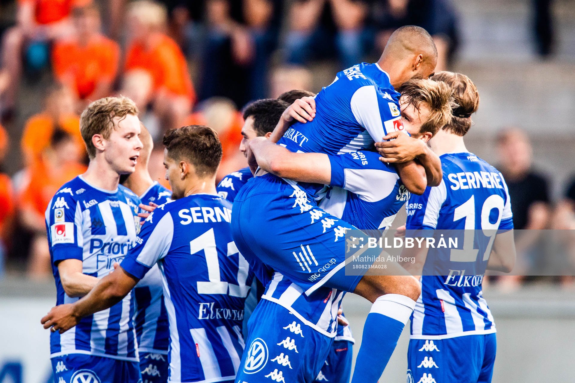 IFK Göteborgs målskytt Marcus Degerlund jublar efter 3-0 under fotbollsmatchen i Svenska cupen mellan Torn och IFK Göteborg den 23 augusti 2018 i Lund.