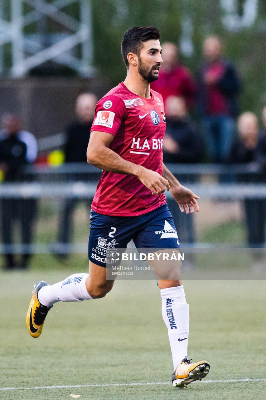 Örgrytes Allan Mohideen under fotbollsmatchen i Svenska Cupen mellan Hisingsbacka och Örgryte den 23 augusti 2018 i Göteborg.