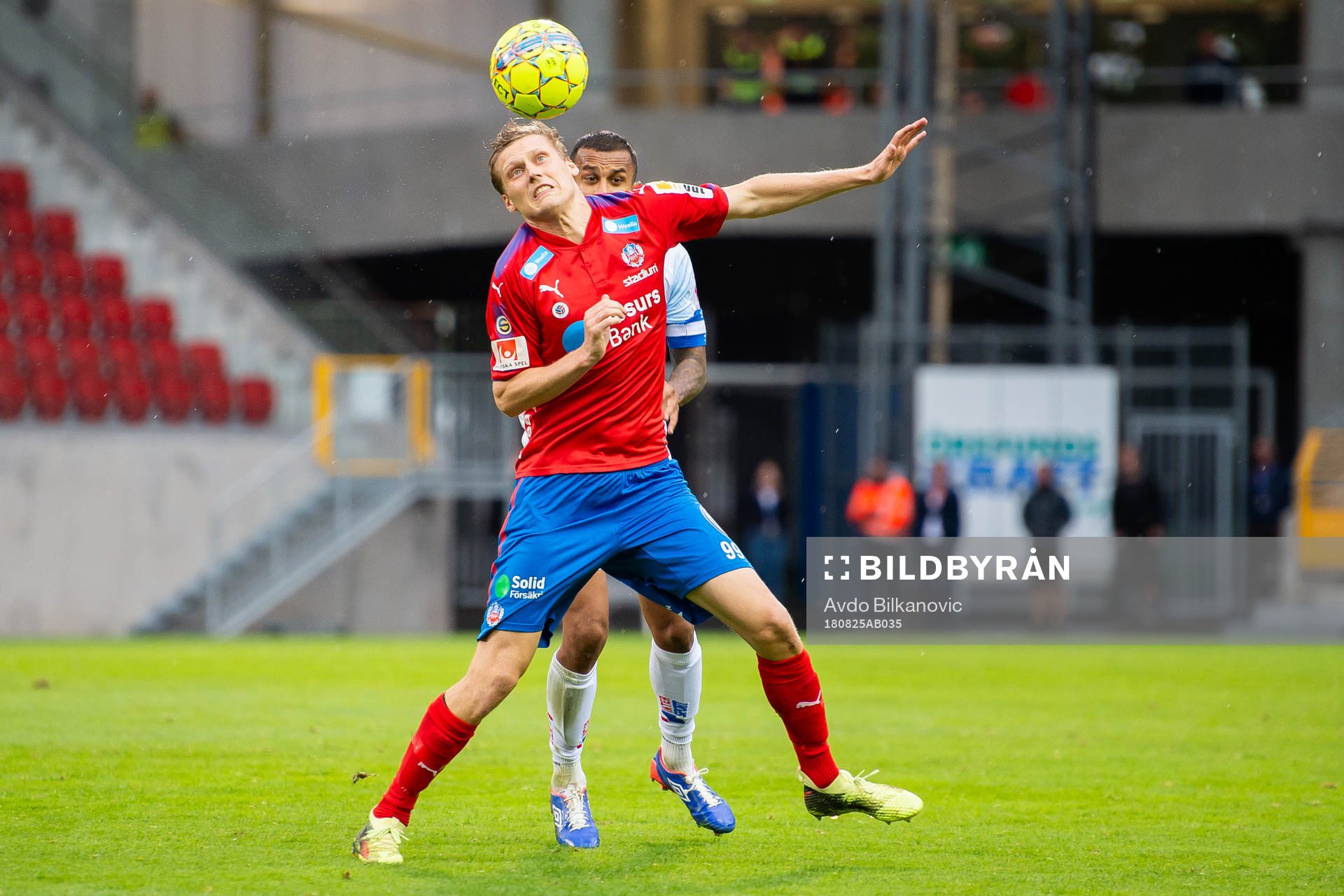 Helsingborgs Anda Runar Bjärnason under fotbollsmatchen i Superettan mellan Helsingborg och Gefle den 25 augusti 2018 i Helsingborg.