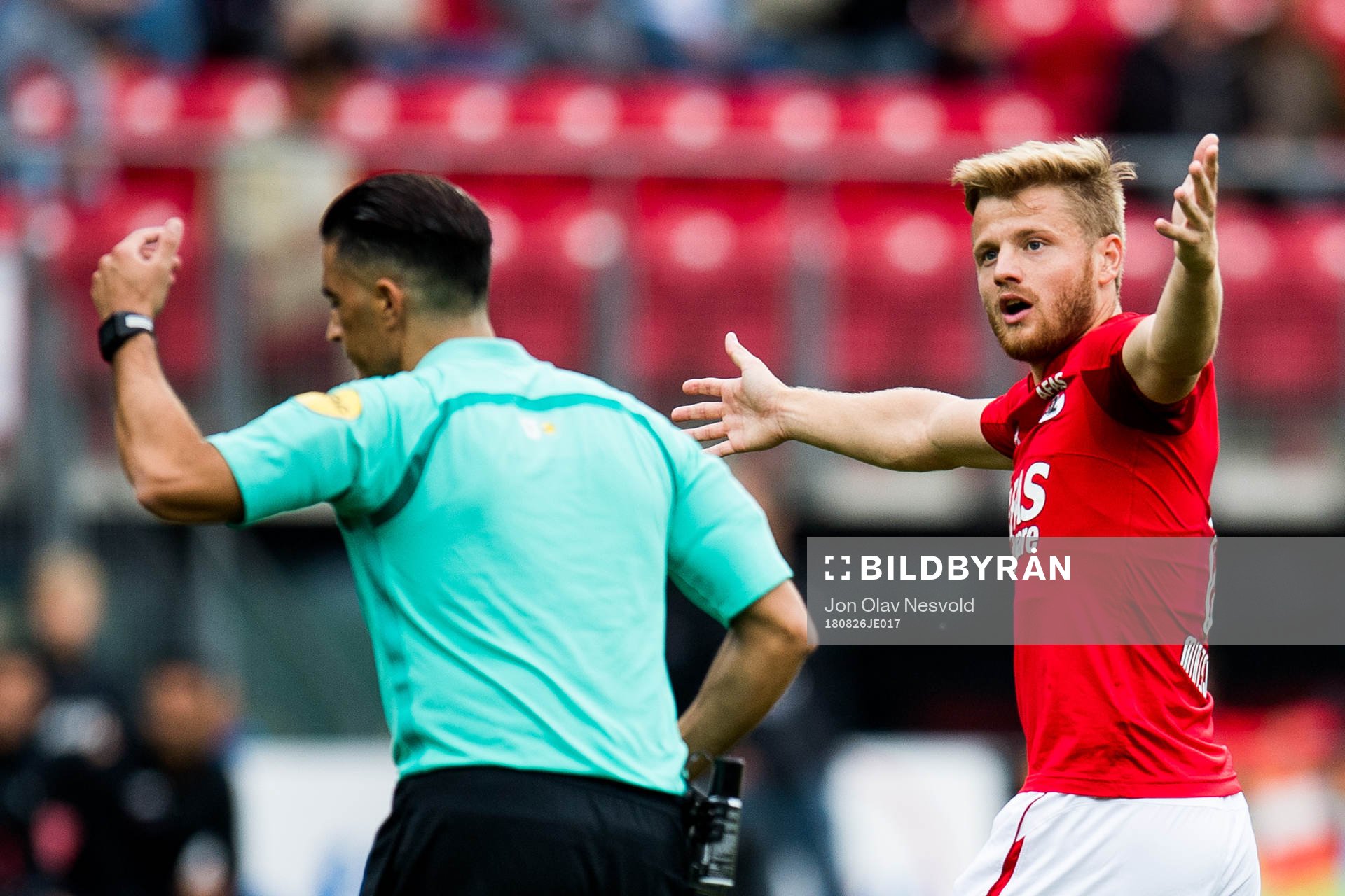 Fredrik Midtsjø of AZ Alkmaar reacts