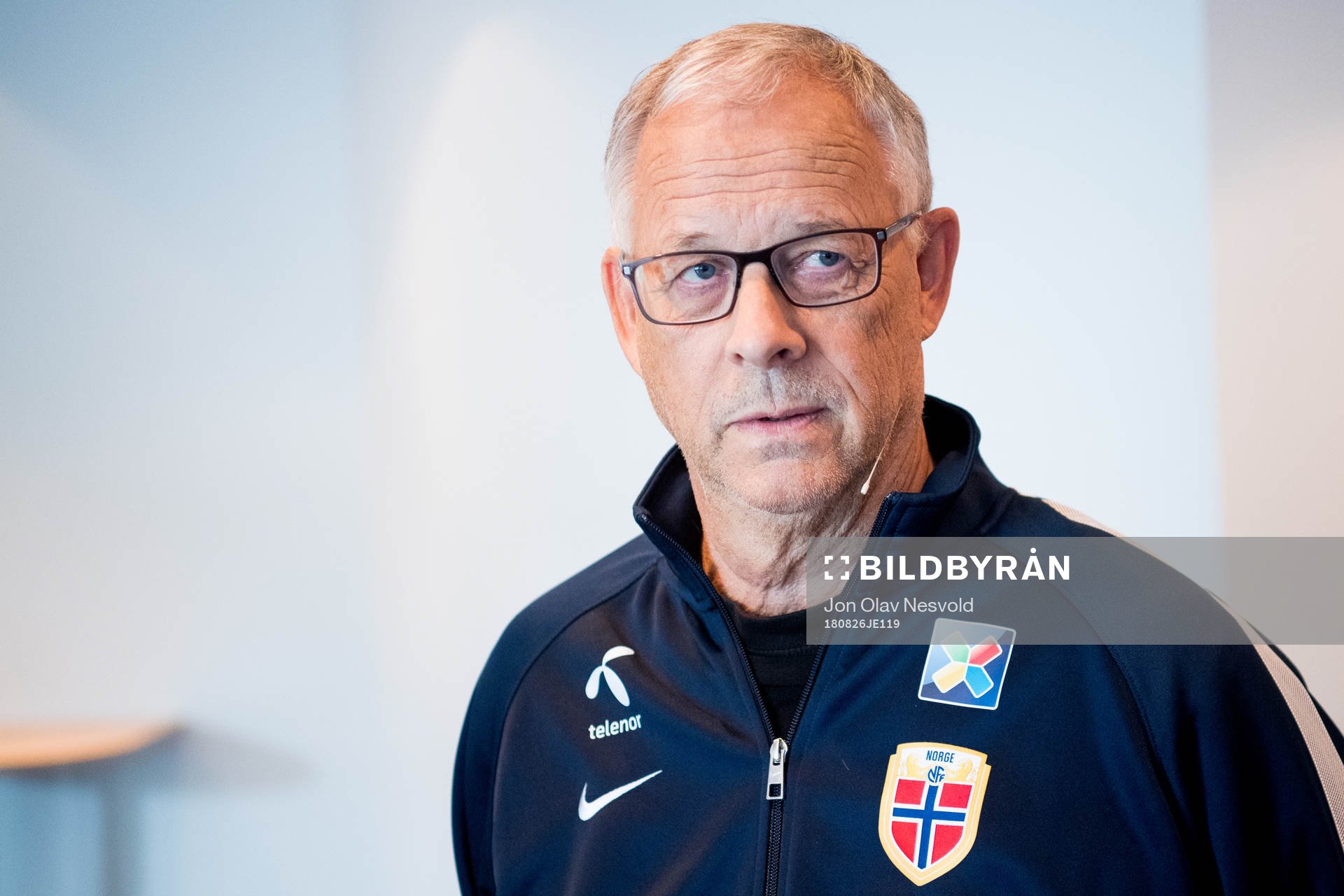 Lars Lagerbäck, head coach of Norway, presents the team