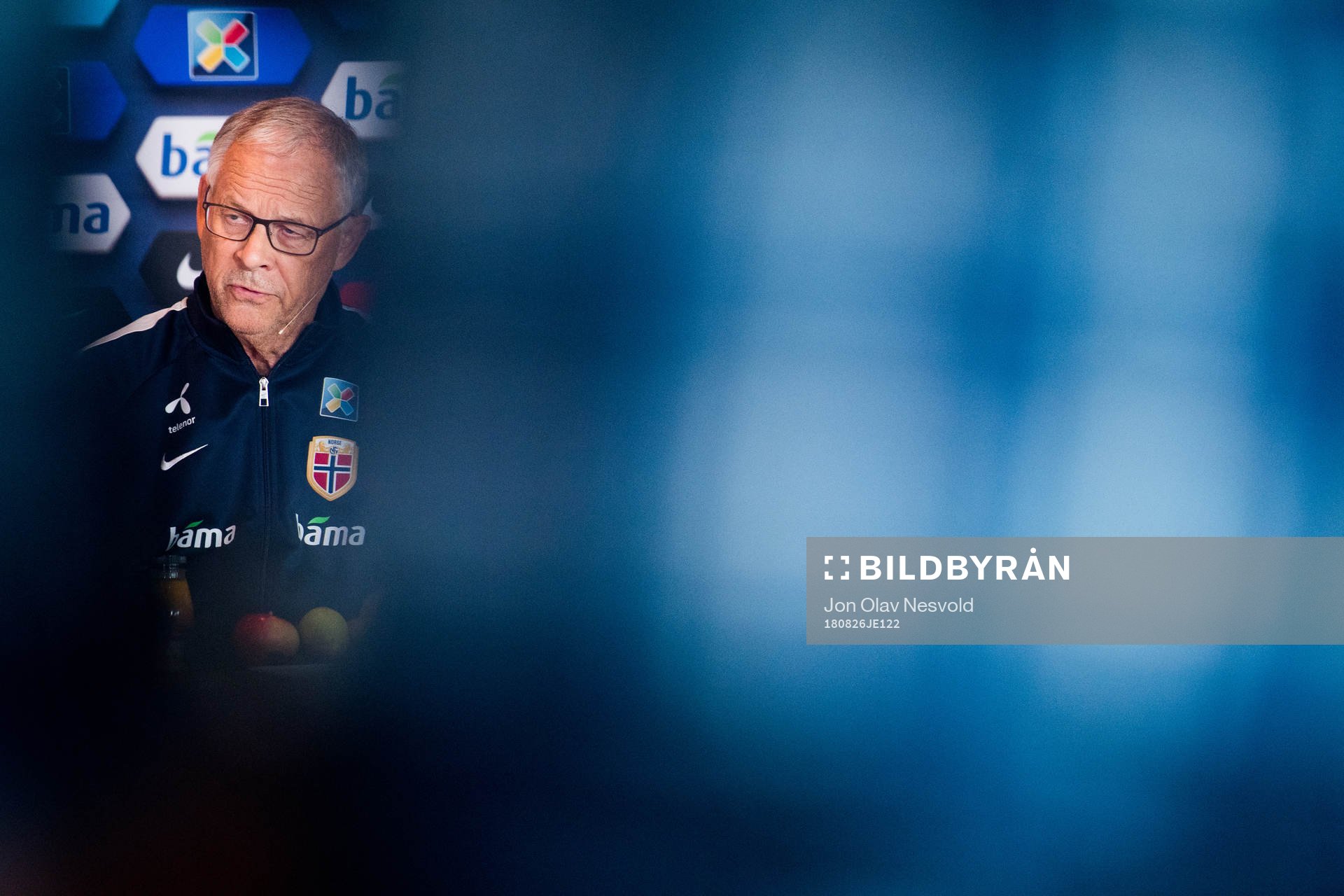 Lars Lagerbäck, head coach of Norway, presents the team