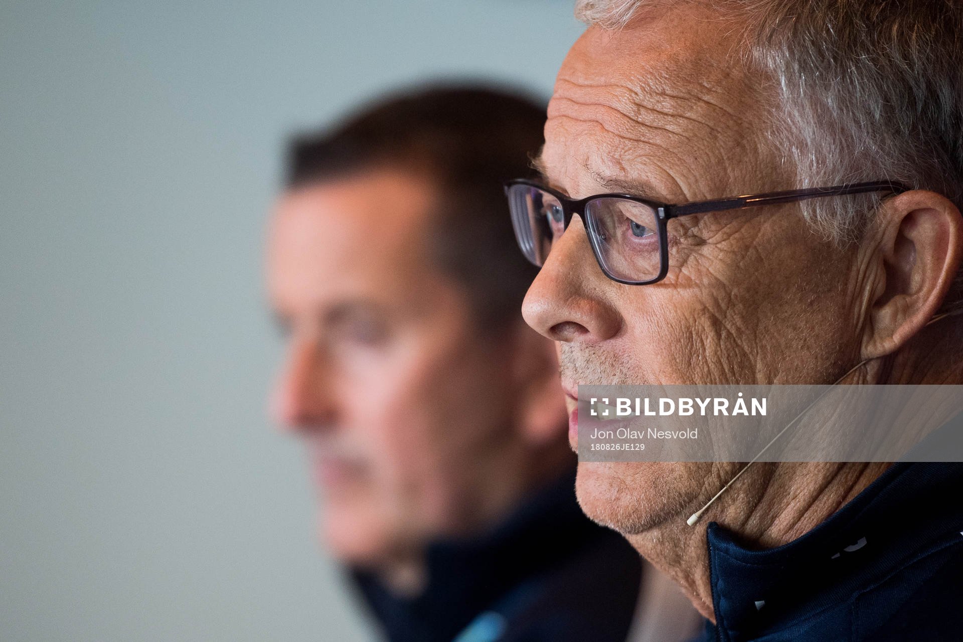 Lars Lagerbäck, head coach of Norway, presents the team