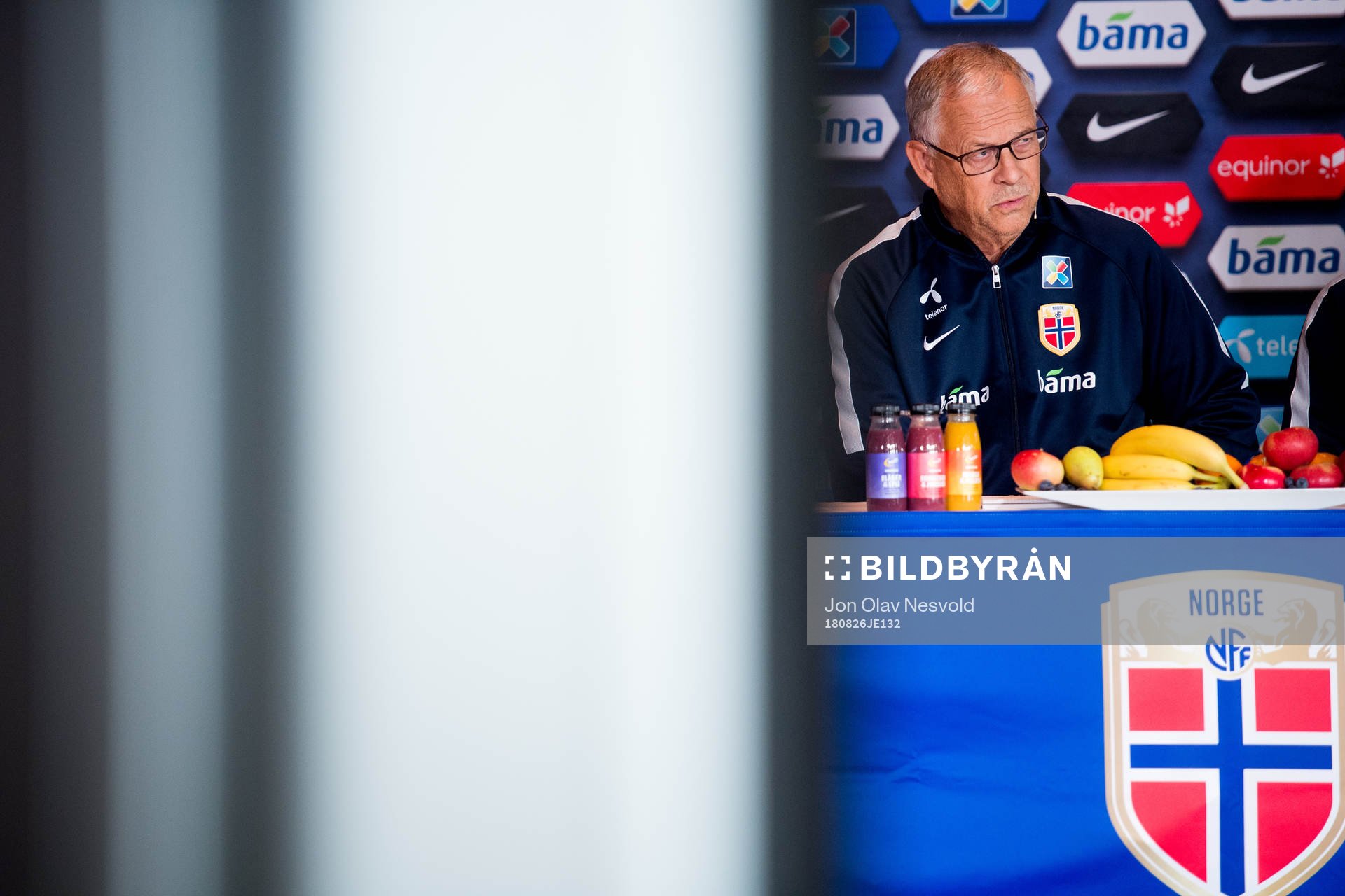 Lars Lagerbäck, head coach of Norway, presents the team