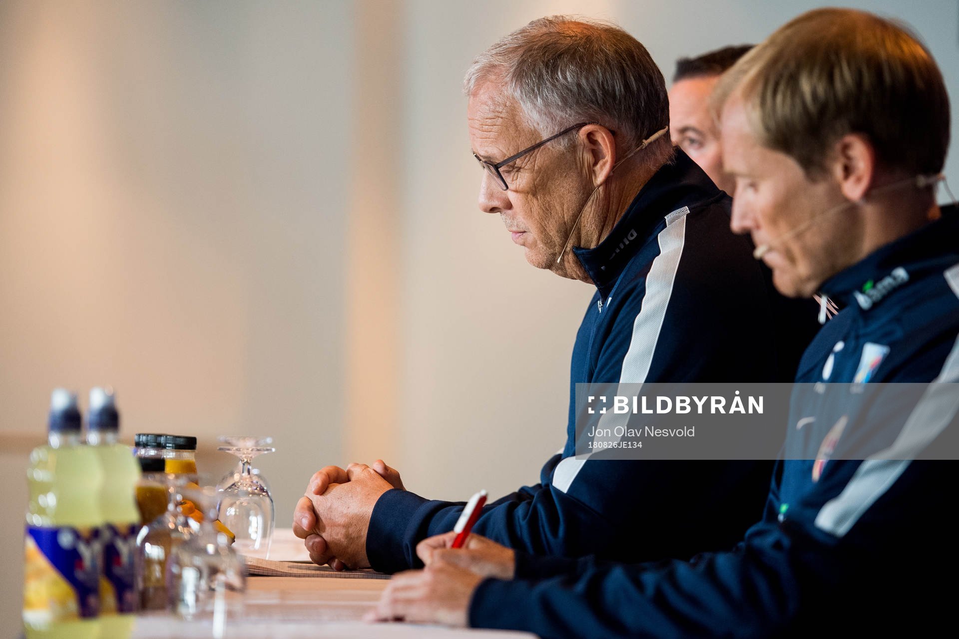 Lars Lagerbäck, head coach of Norway, presents the team