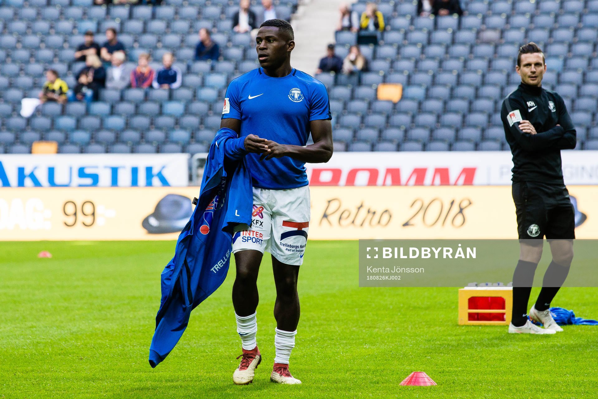 Trelleborgs Kofi Sarkodie innan fotbollsmatchen i