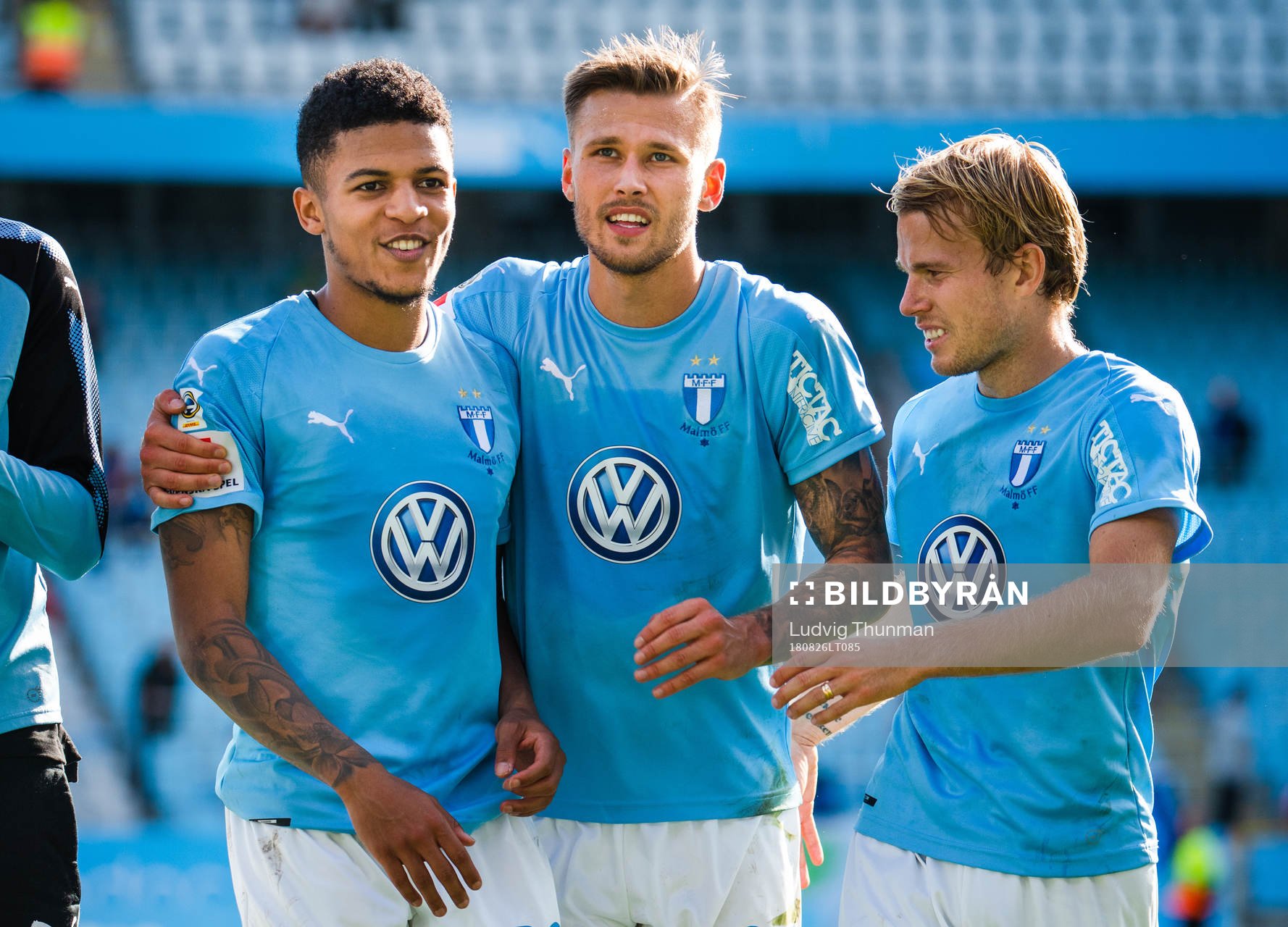Malmö FFs Romain Gall , Arnór Ingvi Traustason och Oscar