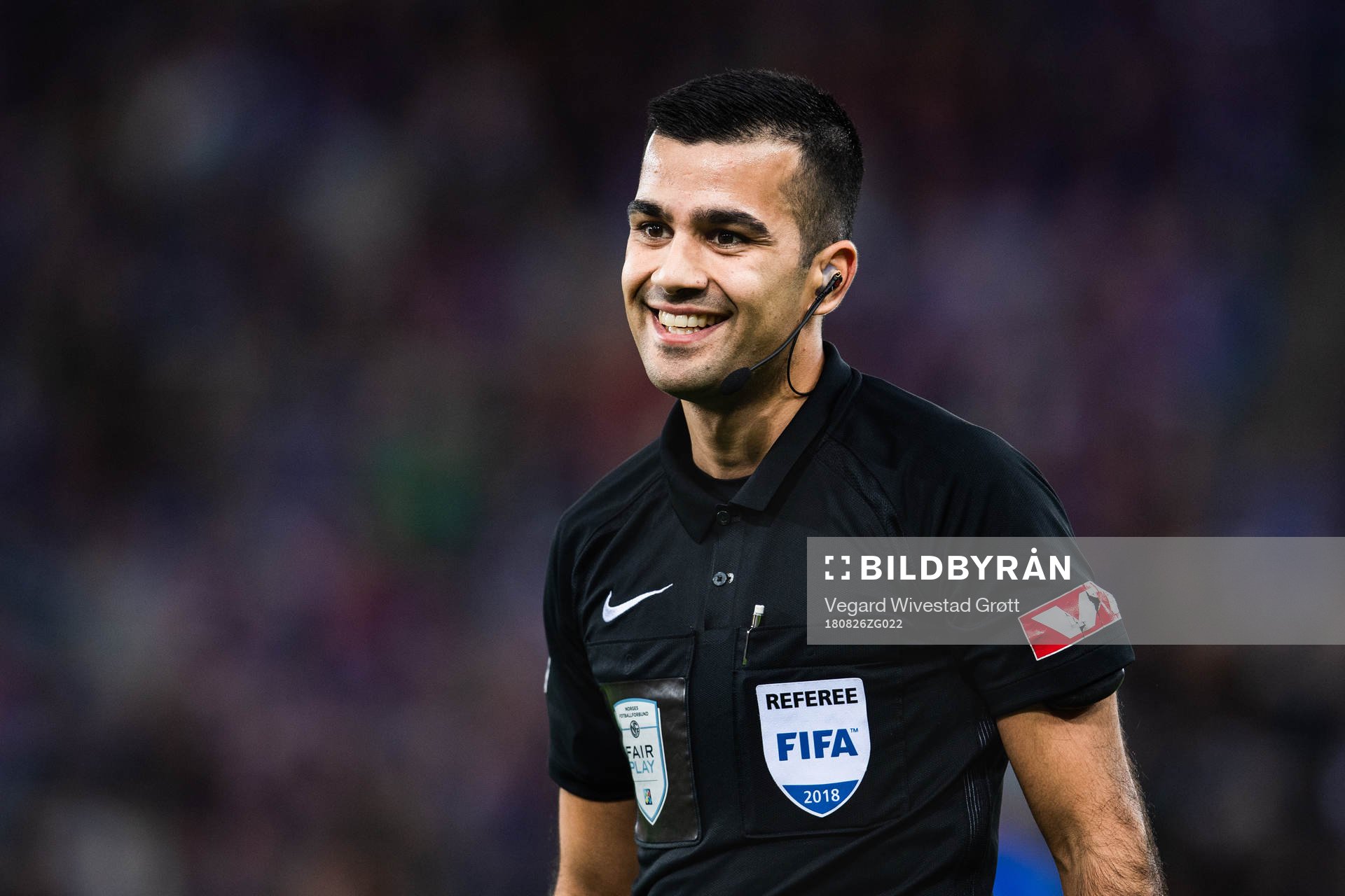 Rohit Saggi, referee, during the Eliteserien match between Vålerenga and Brann on August 26, 2018 in Oslo.