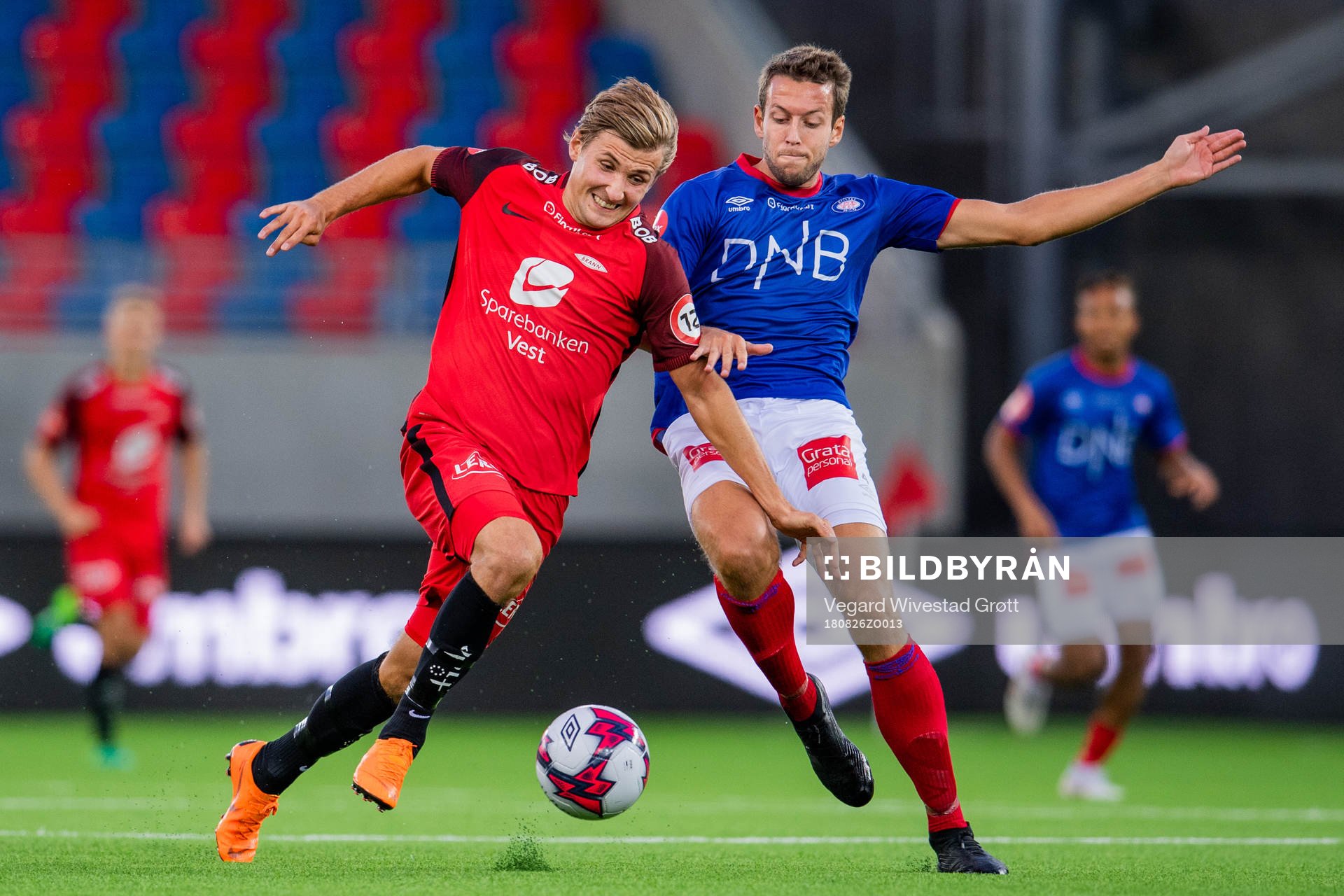 Steffen Lie Skålevik of Brann and Jonatan Tollås Nation