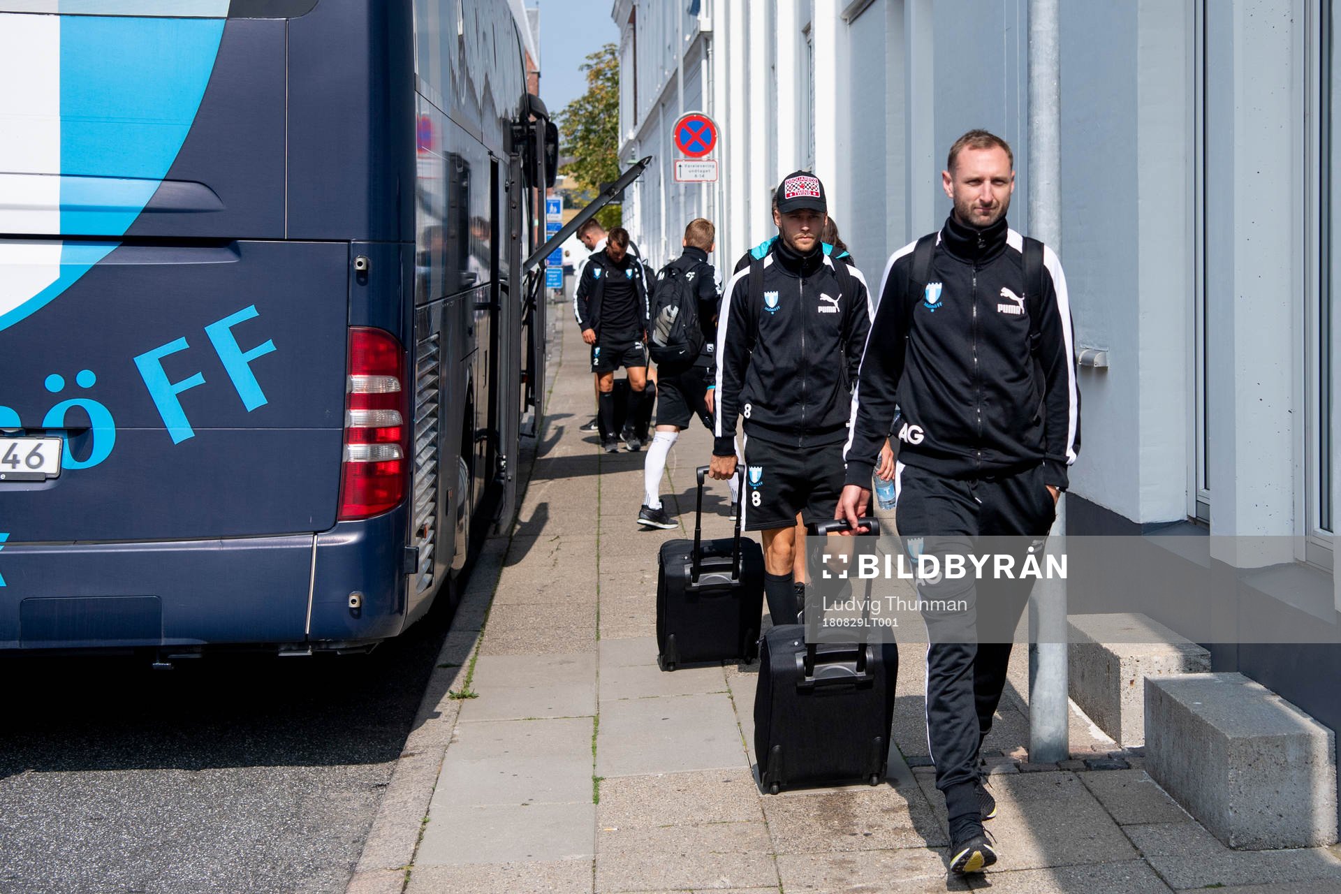 Players of Malmö FF arrive at their hotel