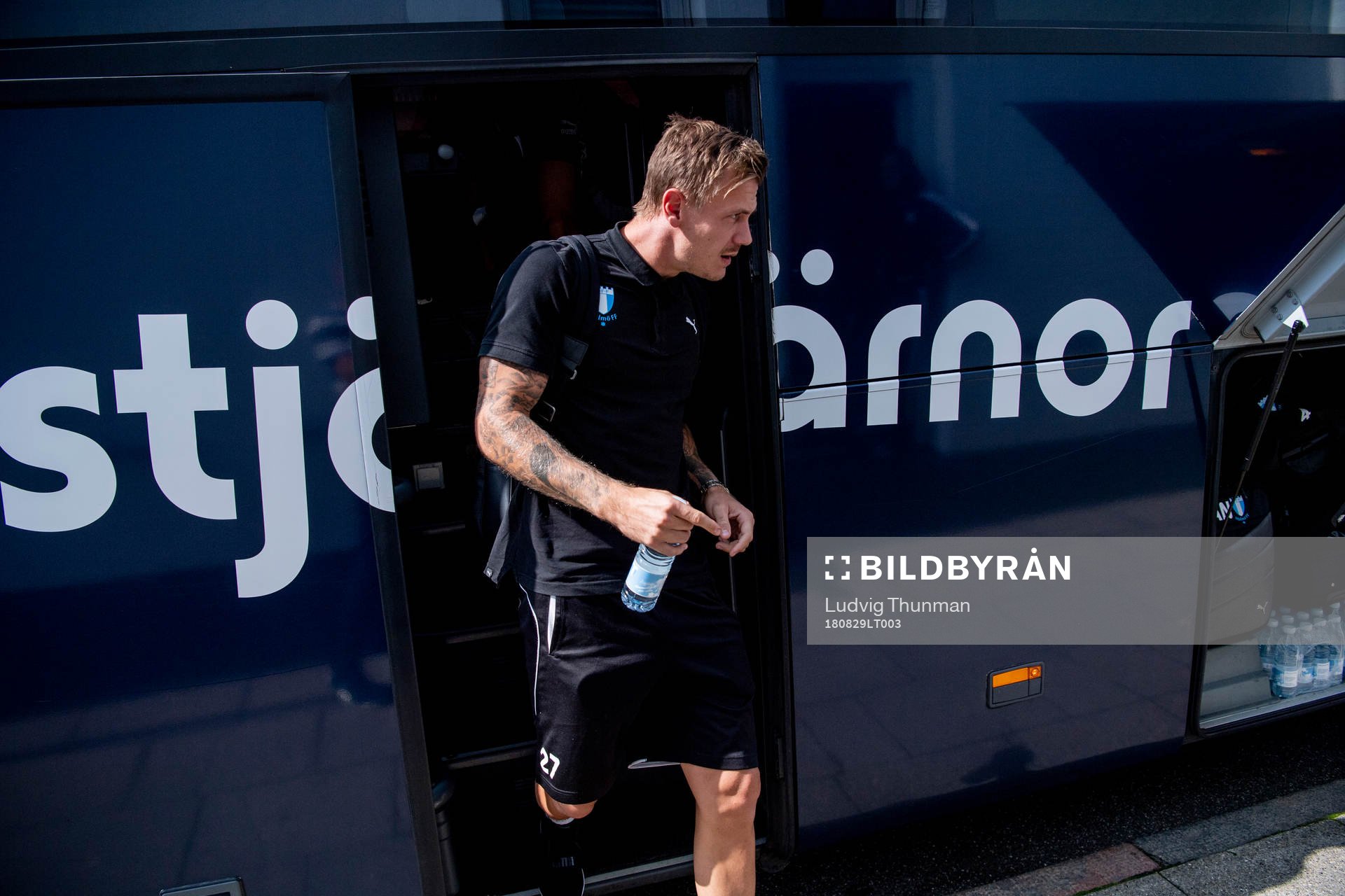 Goalkeeper Johan Dahlin of Malmö FF arrive at their hotel