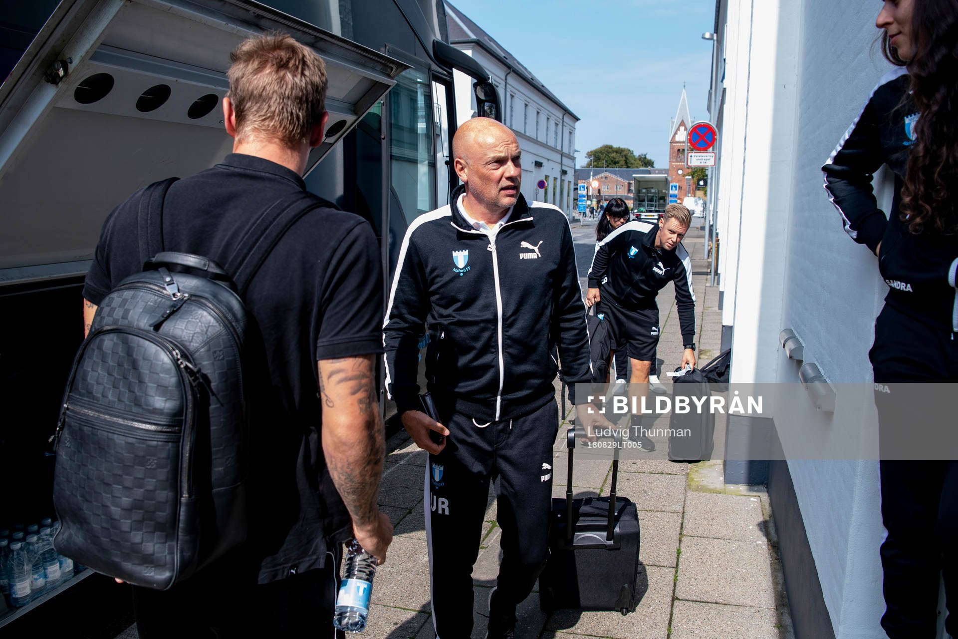 Head coach Uwe Rösler of Malmö FF arrive at their hotel