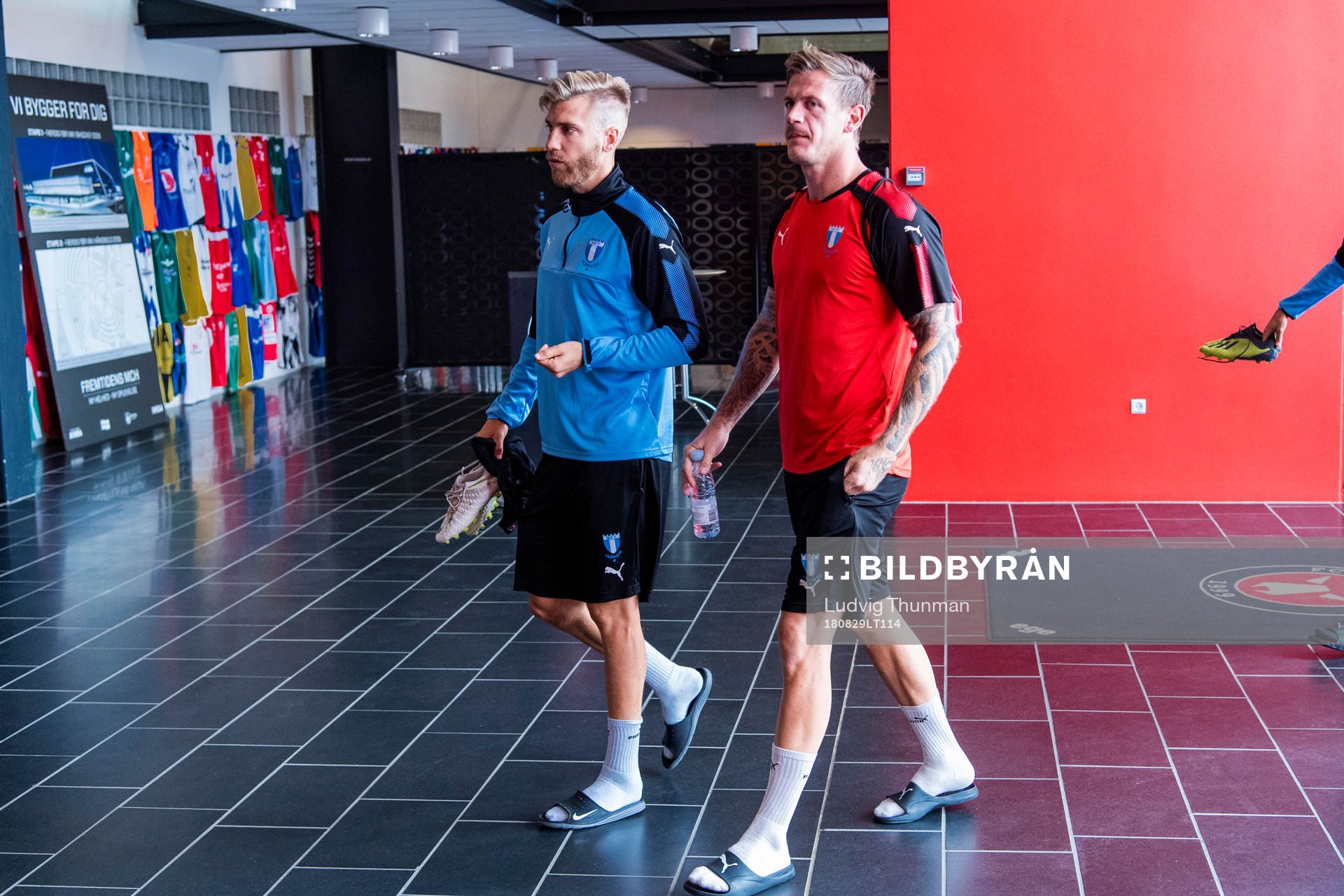 Rasmus Bengtsson and goalkeeper Johan Dahlin of Malmö FF