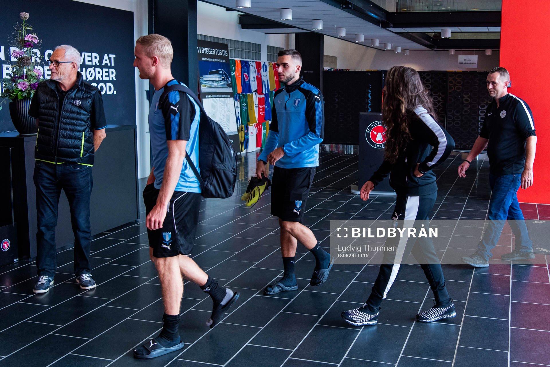 Franz Brorsson and Egzon Binaku of Malmö FF arrives to a