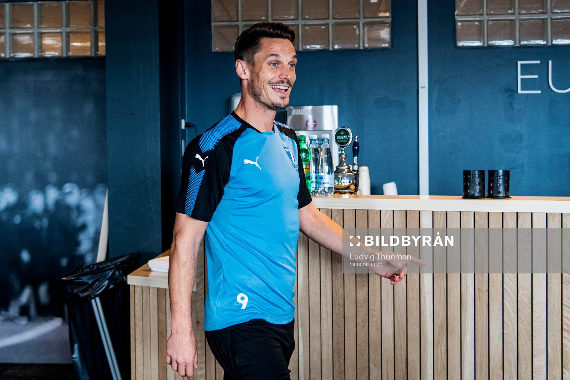 Markus Rosenberg of Malmö FF leaves a press conference and