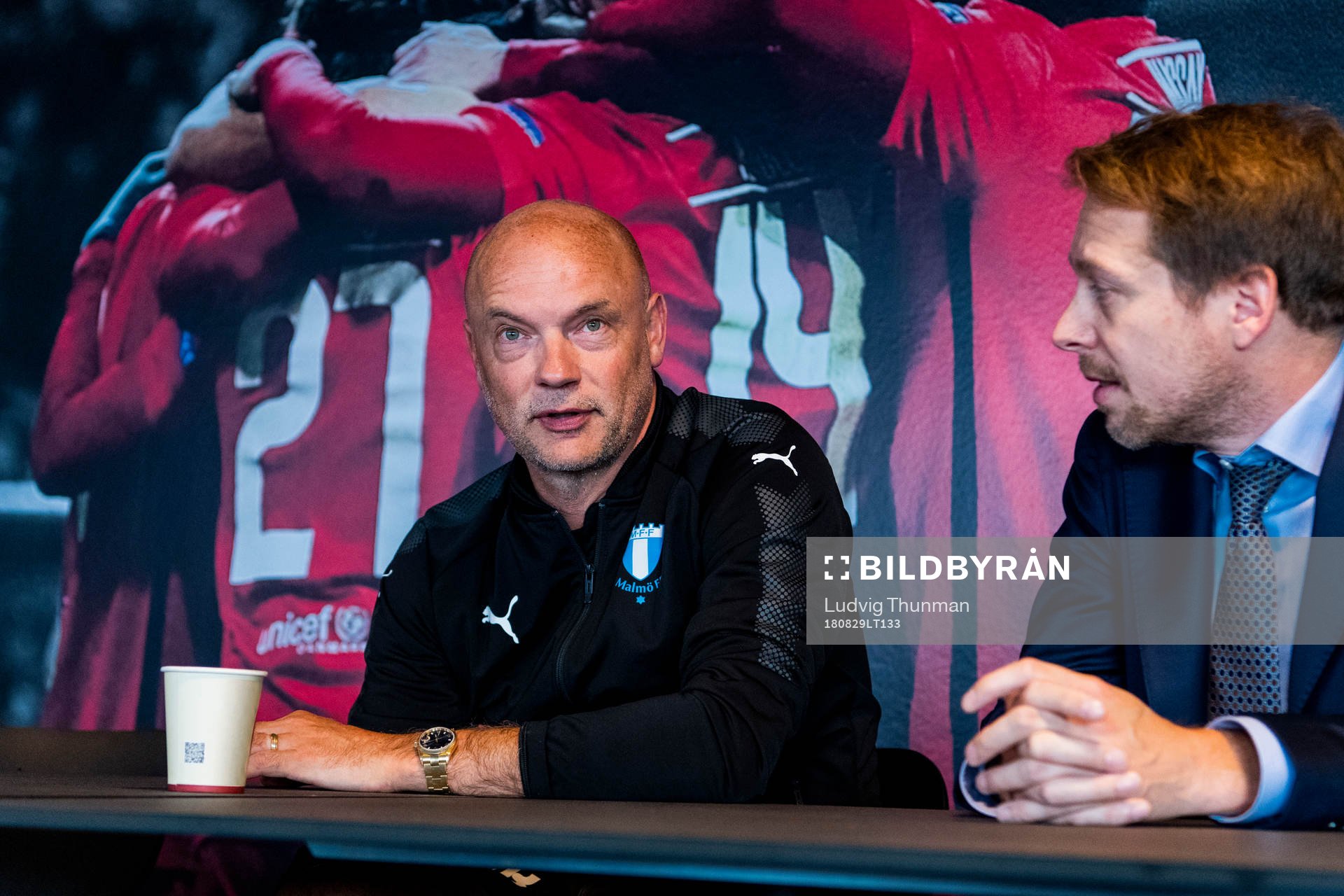 Head coach Uwe Rösler and press officer Peter Åhlander of