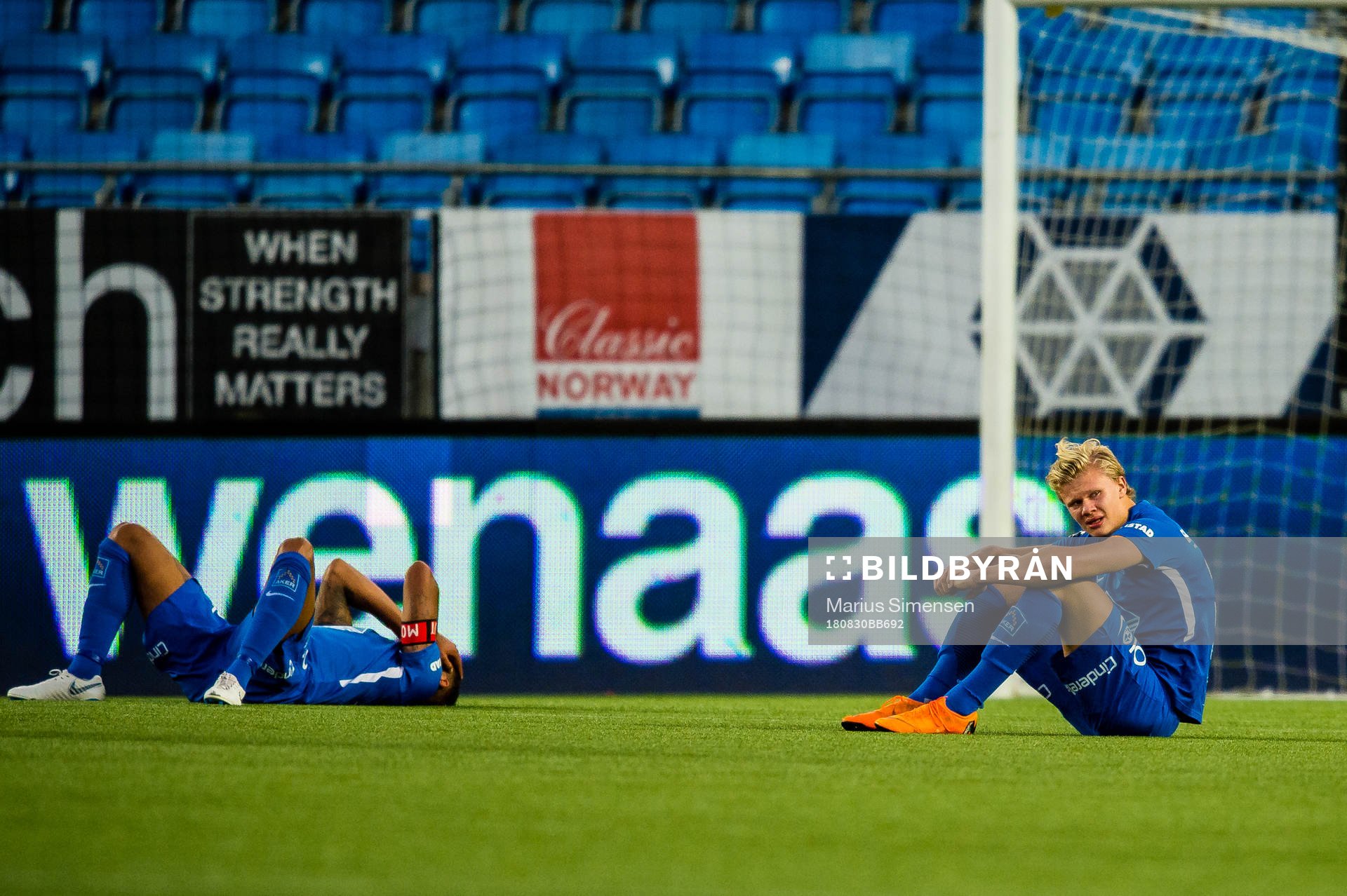 Erling Braut Haaland of Molde looks dejected