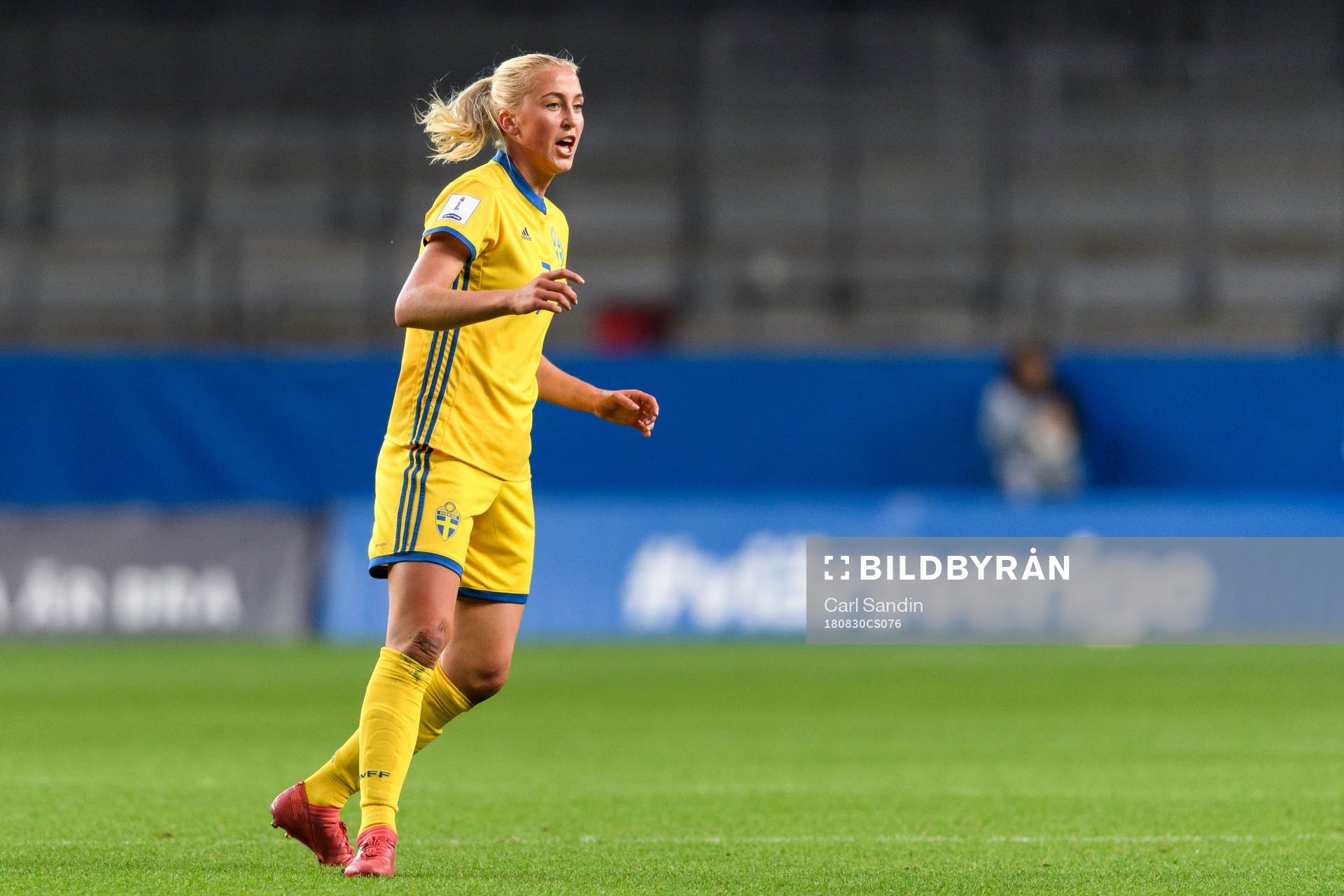Sveriges Julia Karlernäs under VM-kvalmatchen i fotboll mellan Sverige och Ukraina den 30 augusti 2018 i Göteborg.