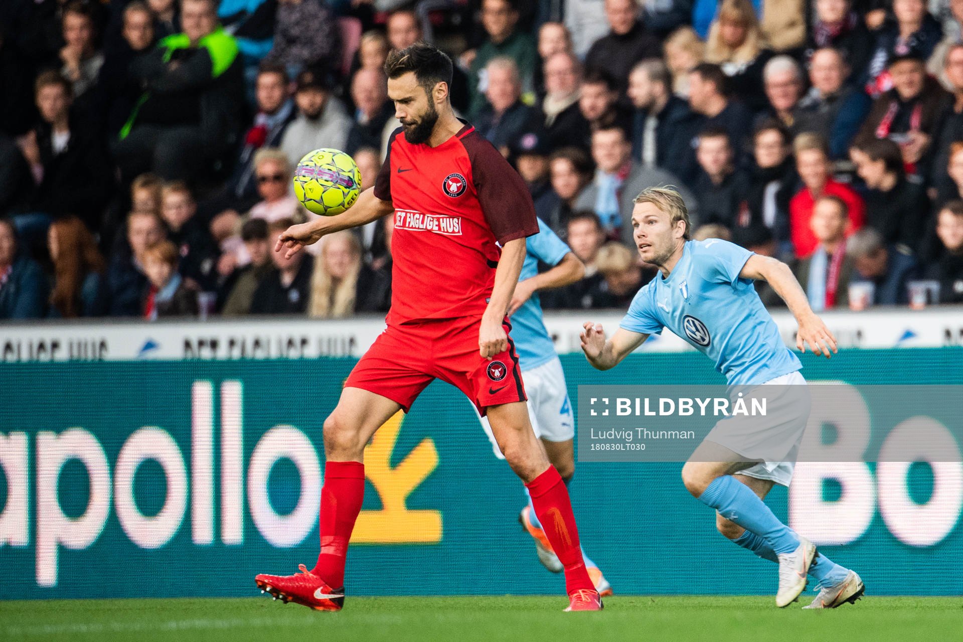 Tim Sparv of Midtjylland and Oscar Lewicki of Malmö FF