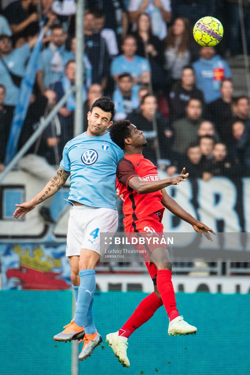 Behrang Safari of Malmö FF and Frank Ogochukwu of