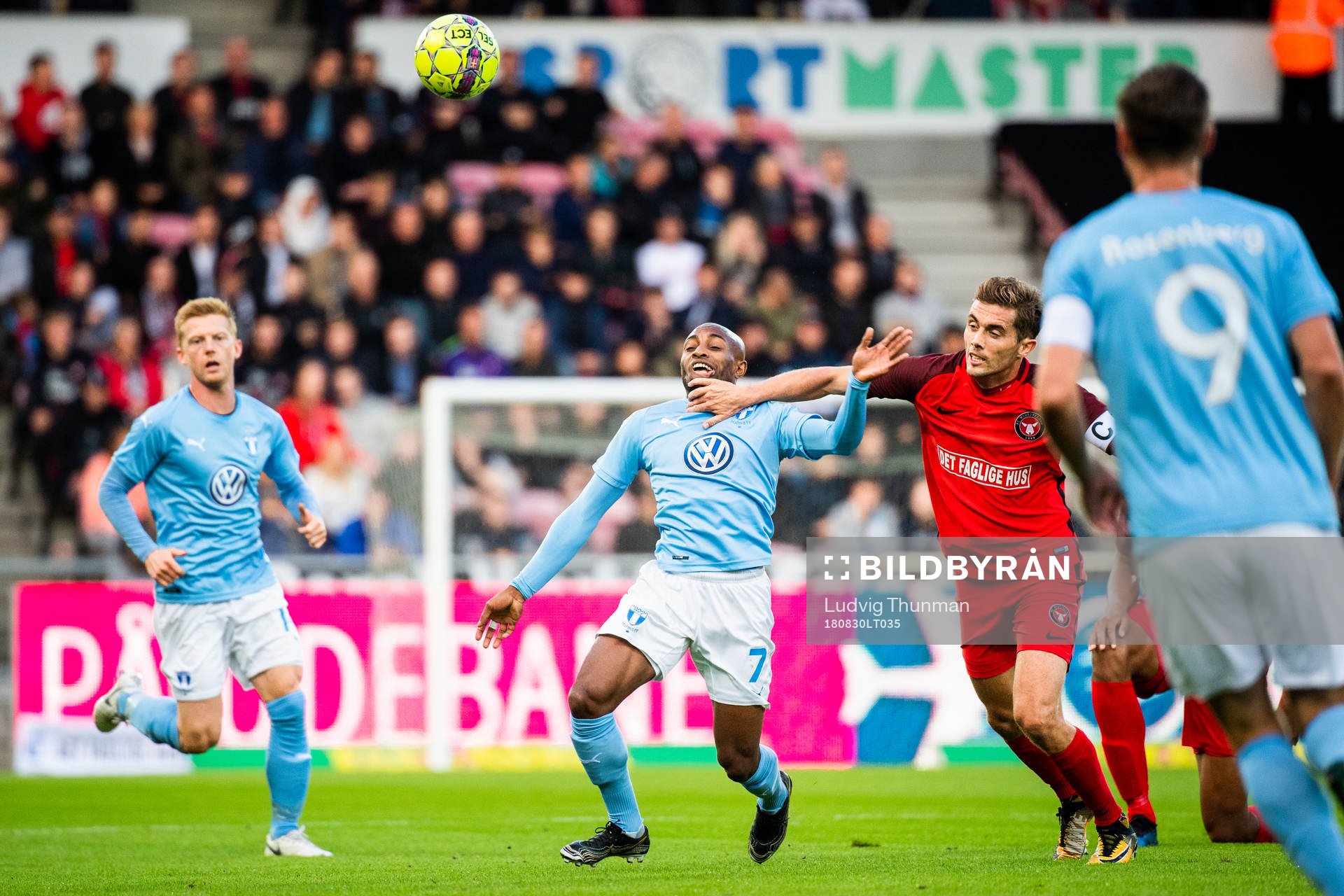 Fouad Bachirou of Malmö FF and Jakob Poulsen of Midtjylland