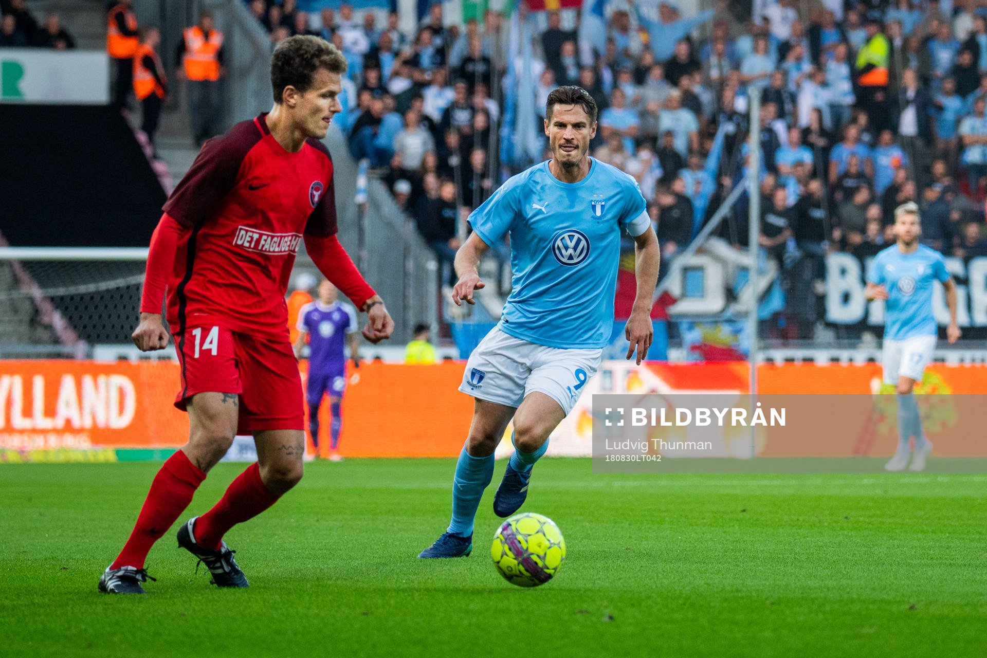 Alexander Scholz of Midtjylland and Markus Rosenberg of