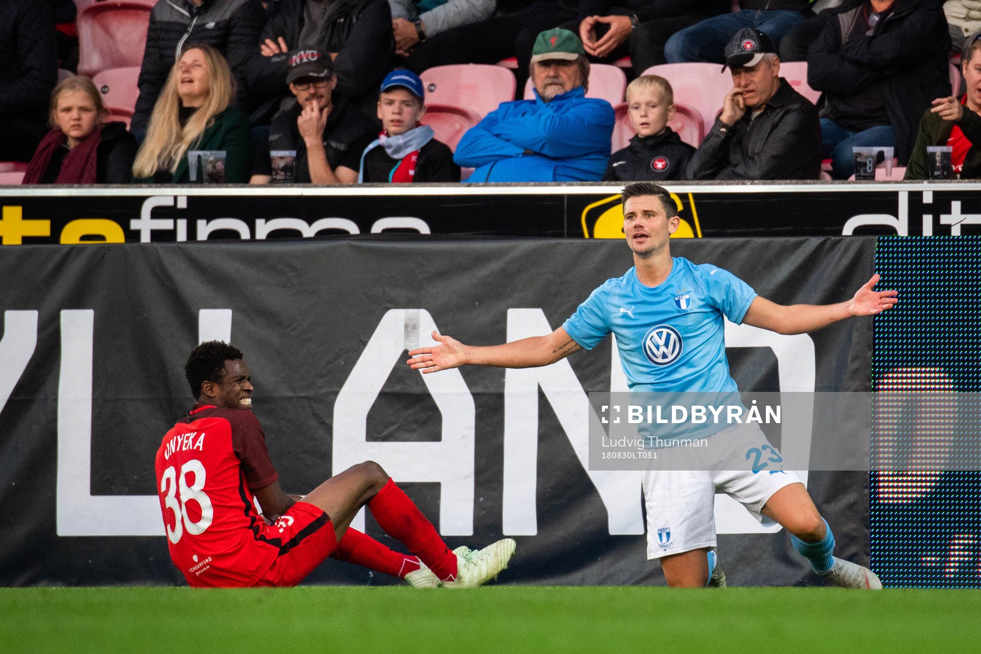 Frank Ogochukwu of Midtjylland and Marcus Antonsson of