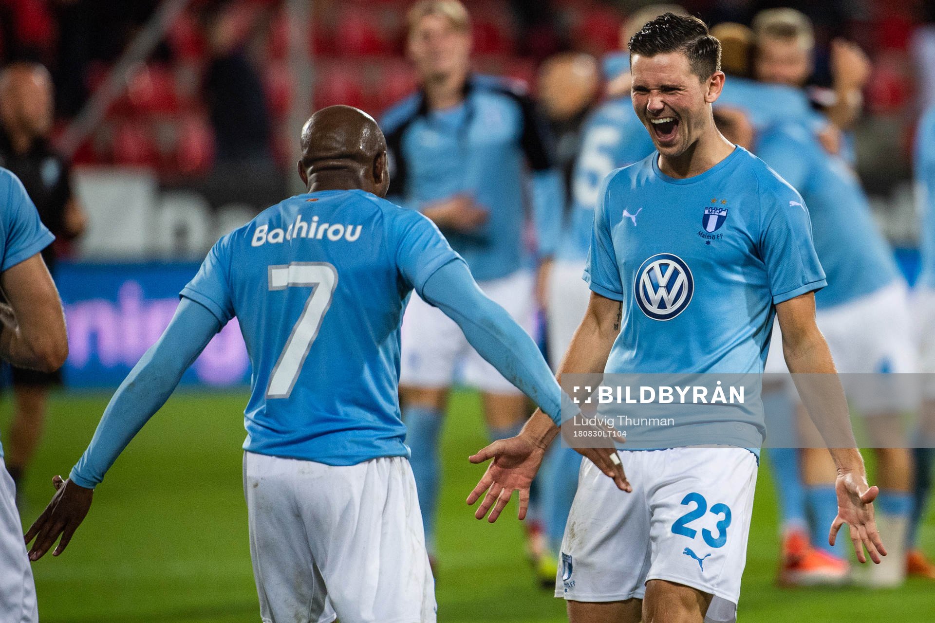 Fouad Bachirou and Marcus Antonsson of Malmö FF celebrates