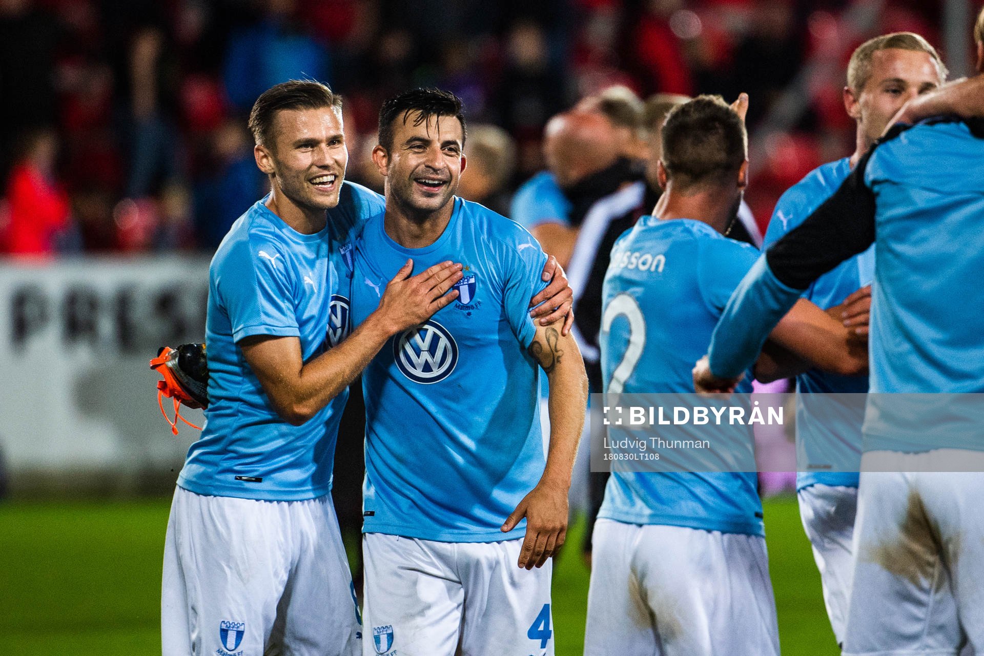 Arnór Ingvi Traustason and Behrang Safari of Malmö FF