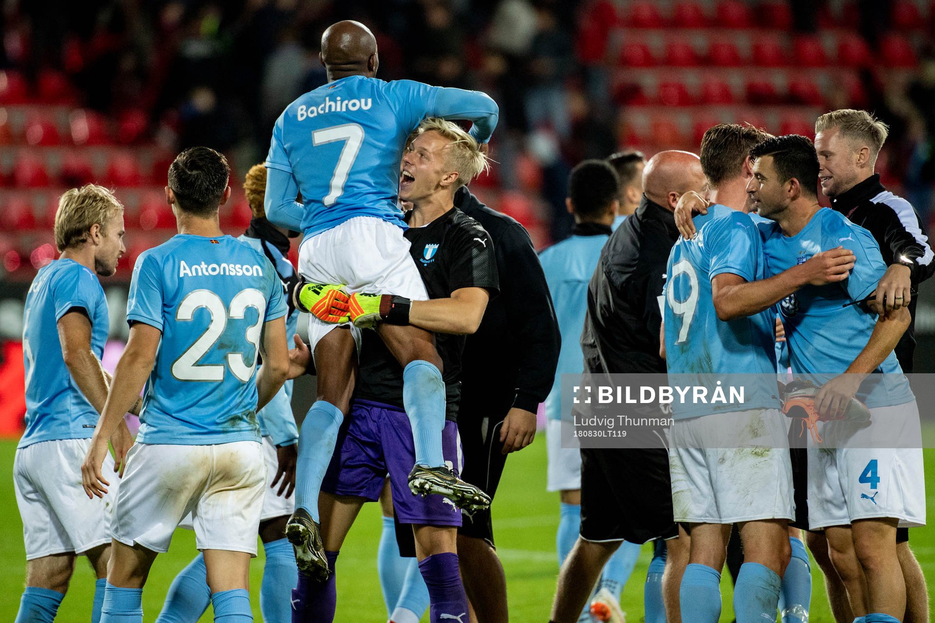 Goalkeeper Walter Viitala and Fouad Bachirou of Malmö FF