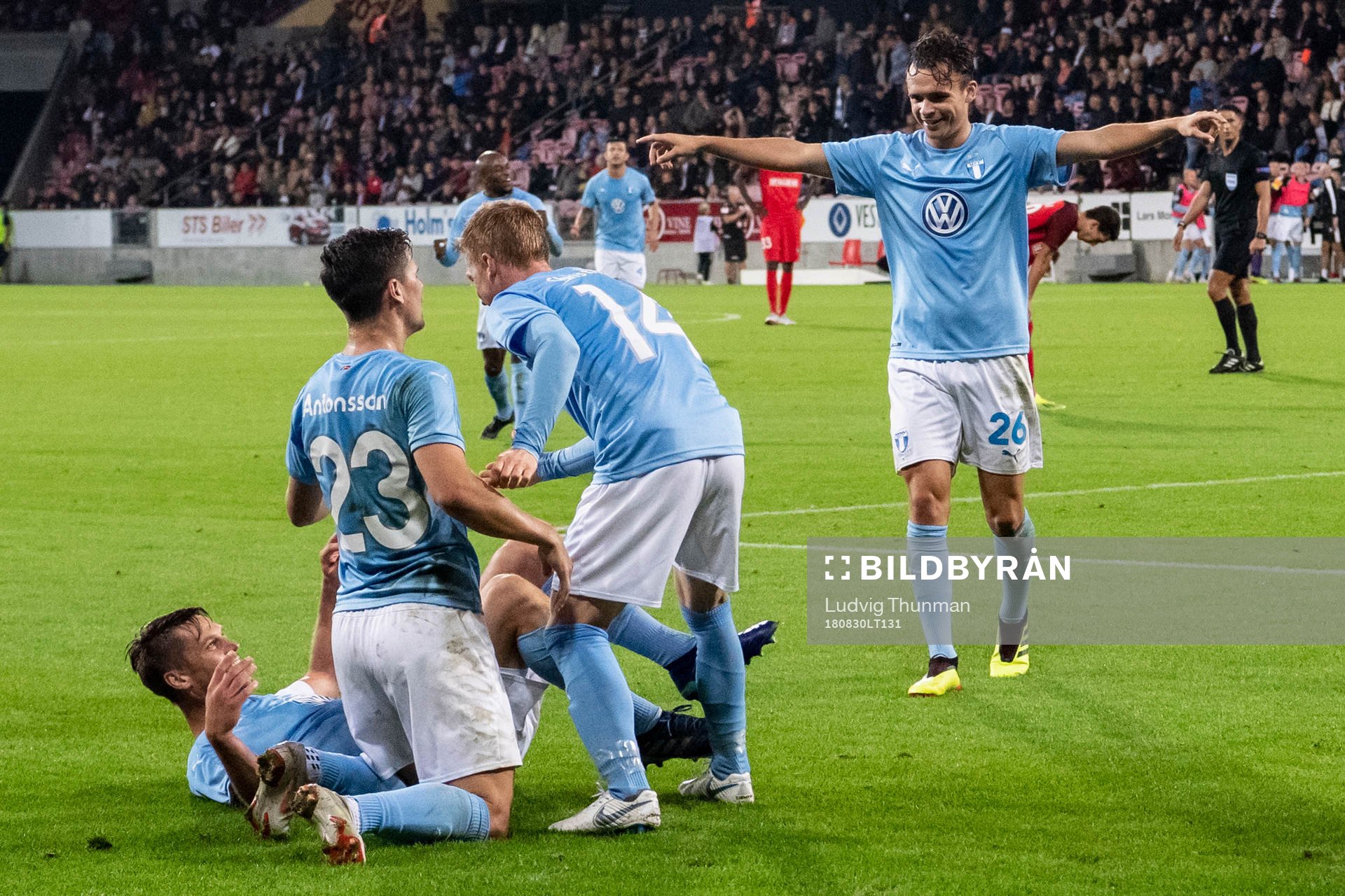Markus Rosenberg is celebrated by Anders Christiansen,