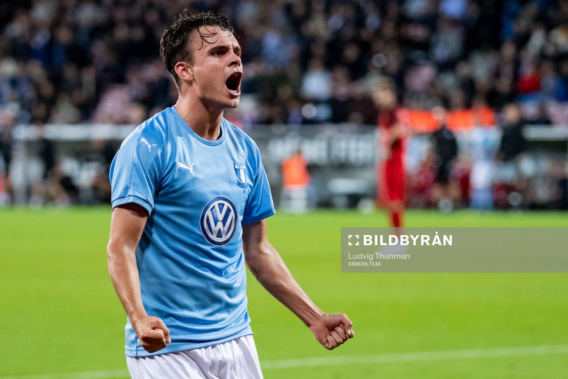 Andreas Vindheim of Malmö FF celebrates with supporters