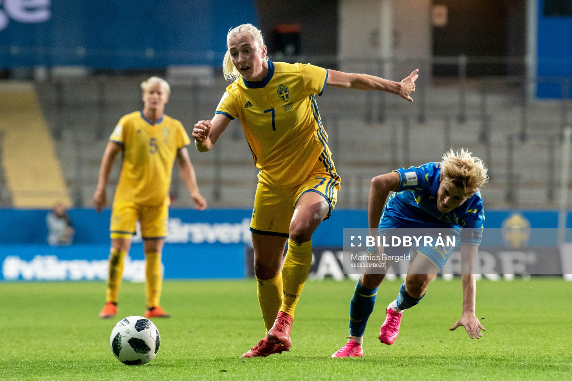 Sveriges Julia Karlernäs under VM-kvalmatchen i fotboll mellan Sverige och Ukraina den 30 augusti 2018 i Göteborg.