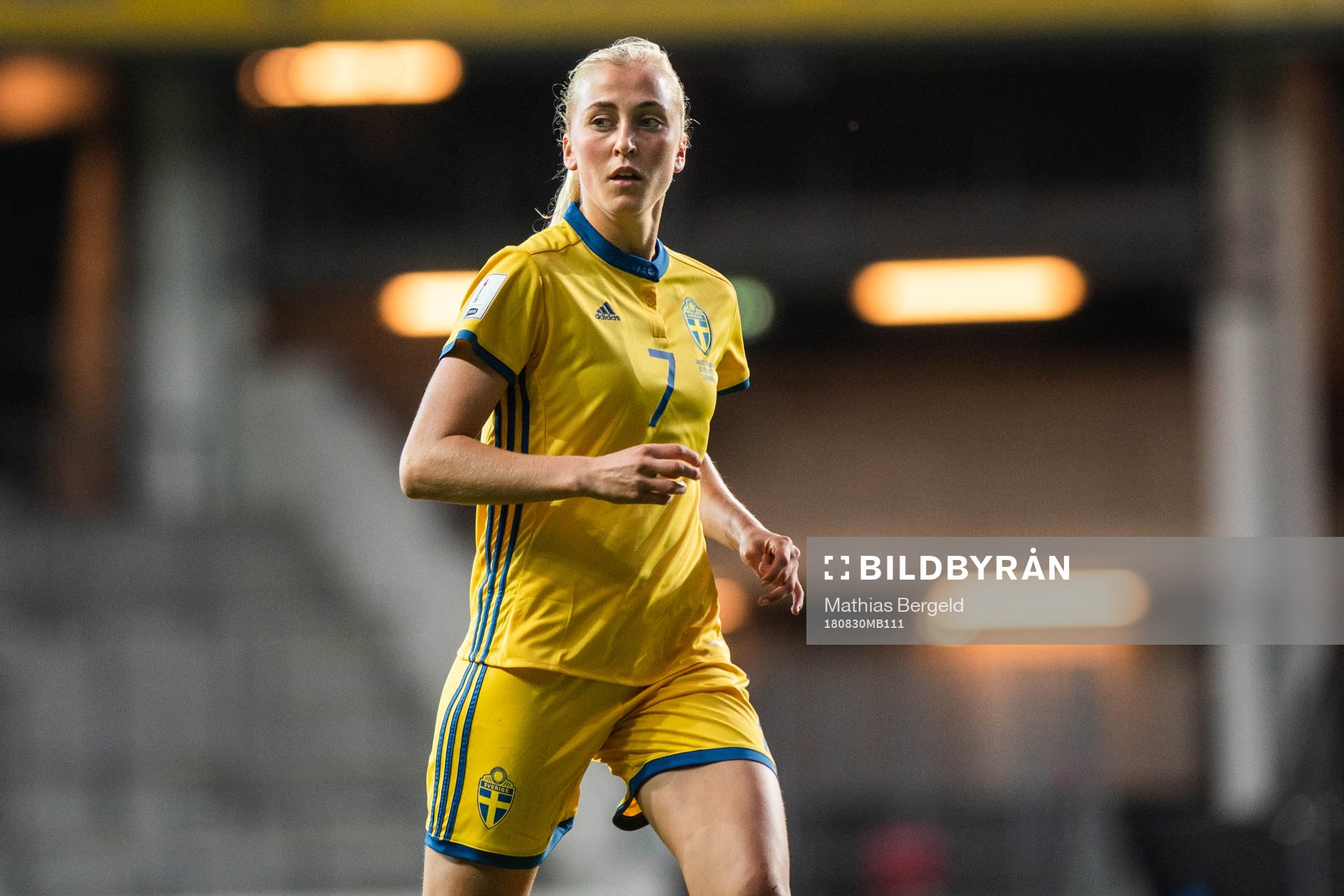 Sveriges Julia Karlernäs under VM-kvalmatchen i fotboll mellan Sverige och Ukraina den 30 augusti 2018 i Göteborg.