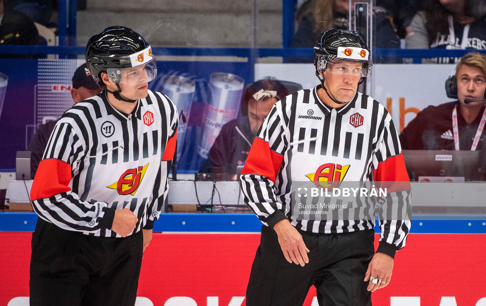 Referees Anton Gofman and Morgan Johansson