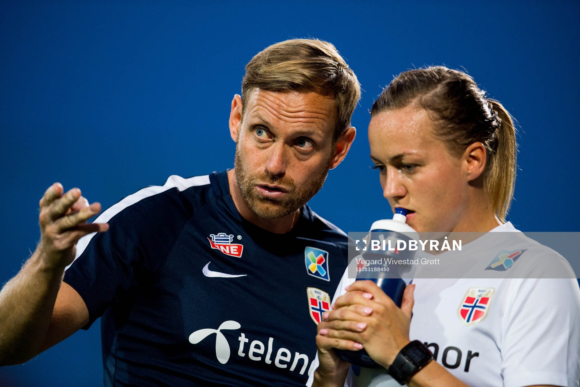 Martin Sjögren, head coach of Norway, and Kristine Minde
