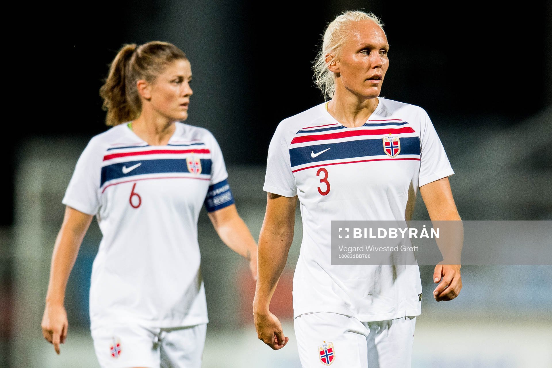 Maria Thorisdottir and Maren Mjelde of Norway