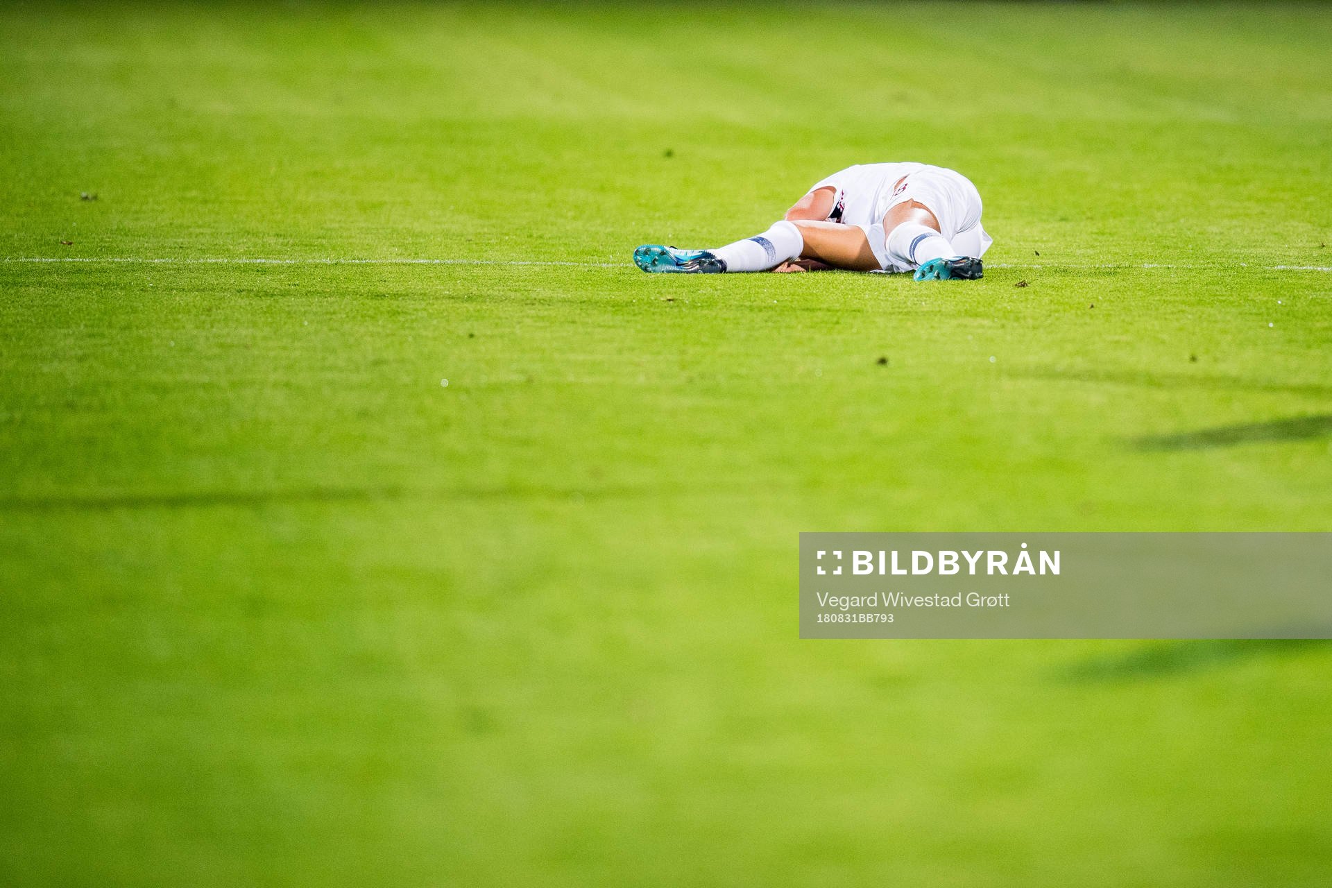 Frida Maanum of Norway lies down with an injury