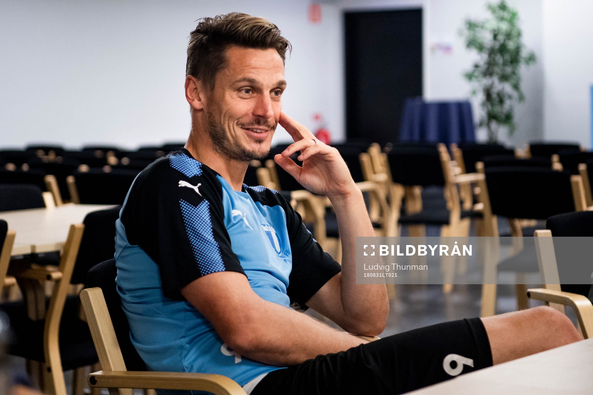 Markus Rosenberg under en pressträff med Malmö FF efter lottningen till Europa League den 31 augusti 2018 i Malmö.
