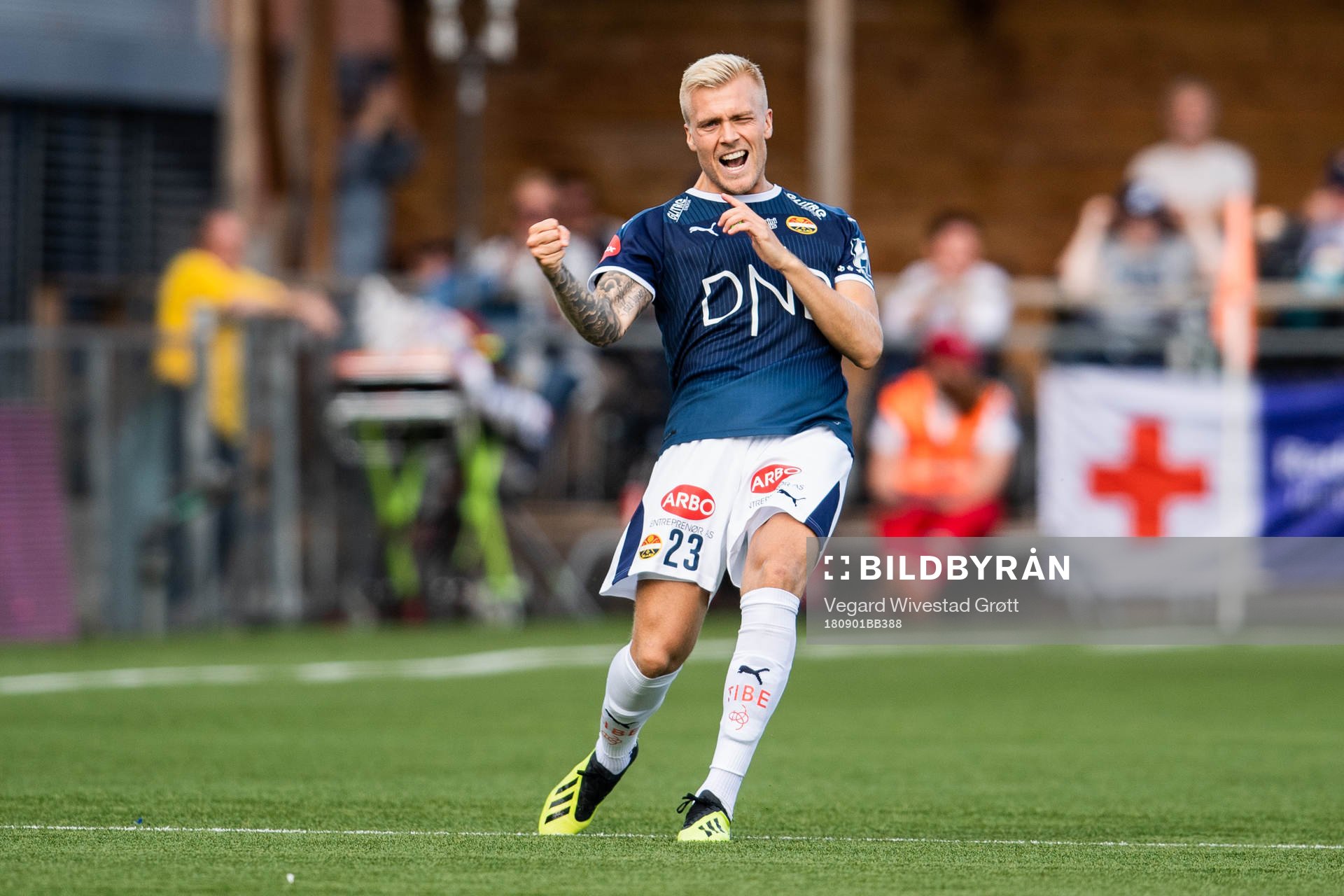 Eirik Ulland Andersen of Strømsgodset celebrates