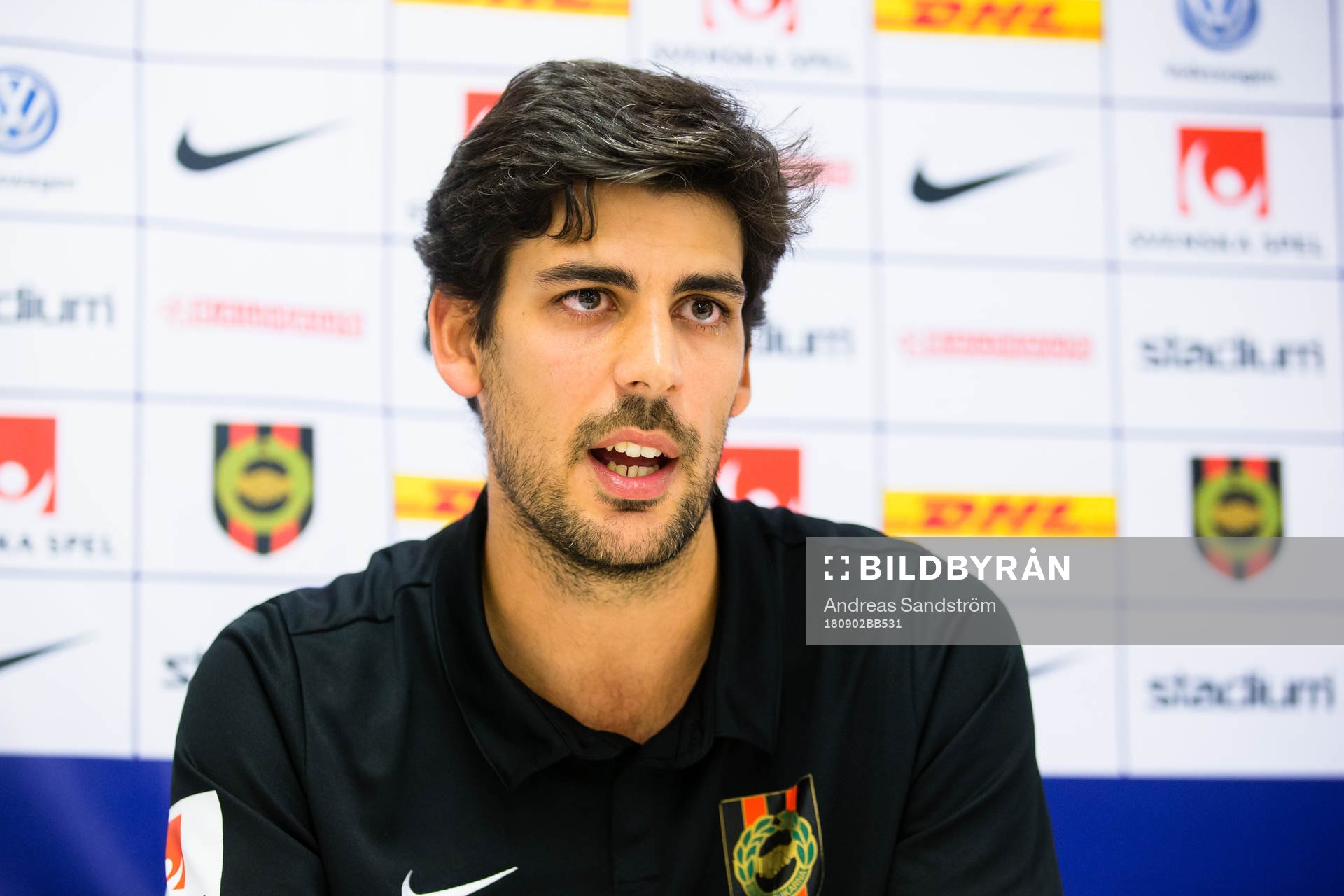 Brommapojkarnas assisterande tränare Gonçalo Pereira på presskonferensen efter fotbollsmatchen i Allsvenskan mellan Brommapojkarna och Malmö FF den 2 september 2018 i Stockholm.