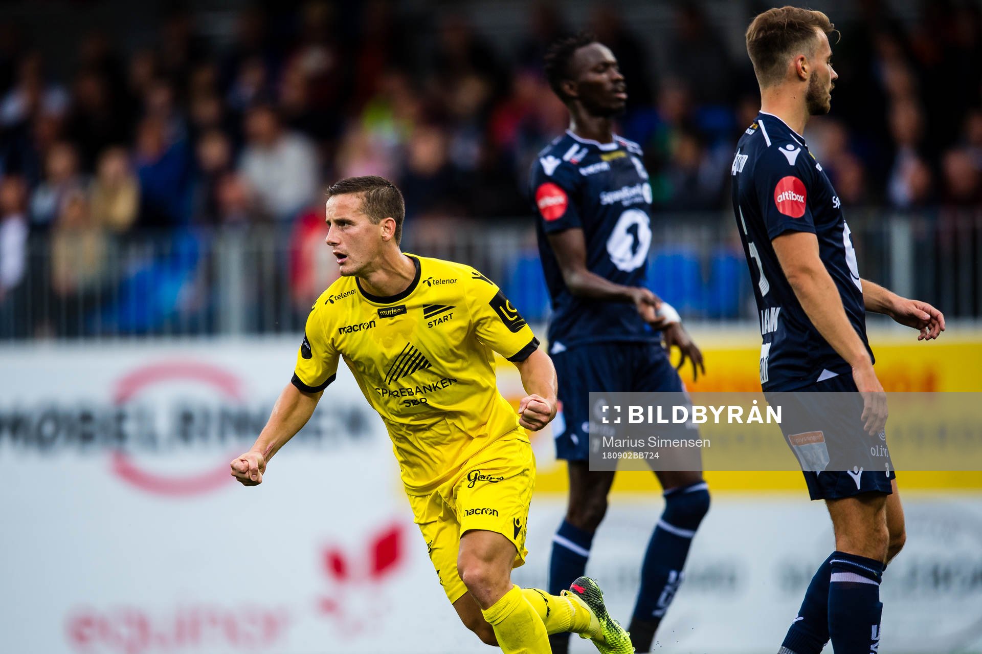 Herolind Shala of Start celebrates the 0-1 goal