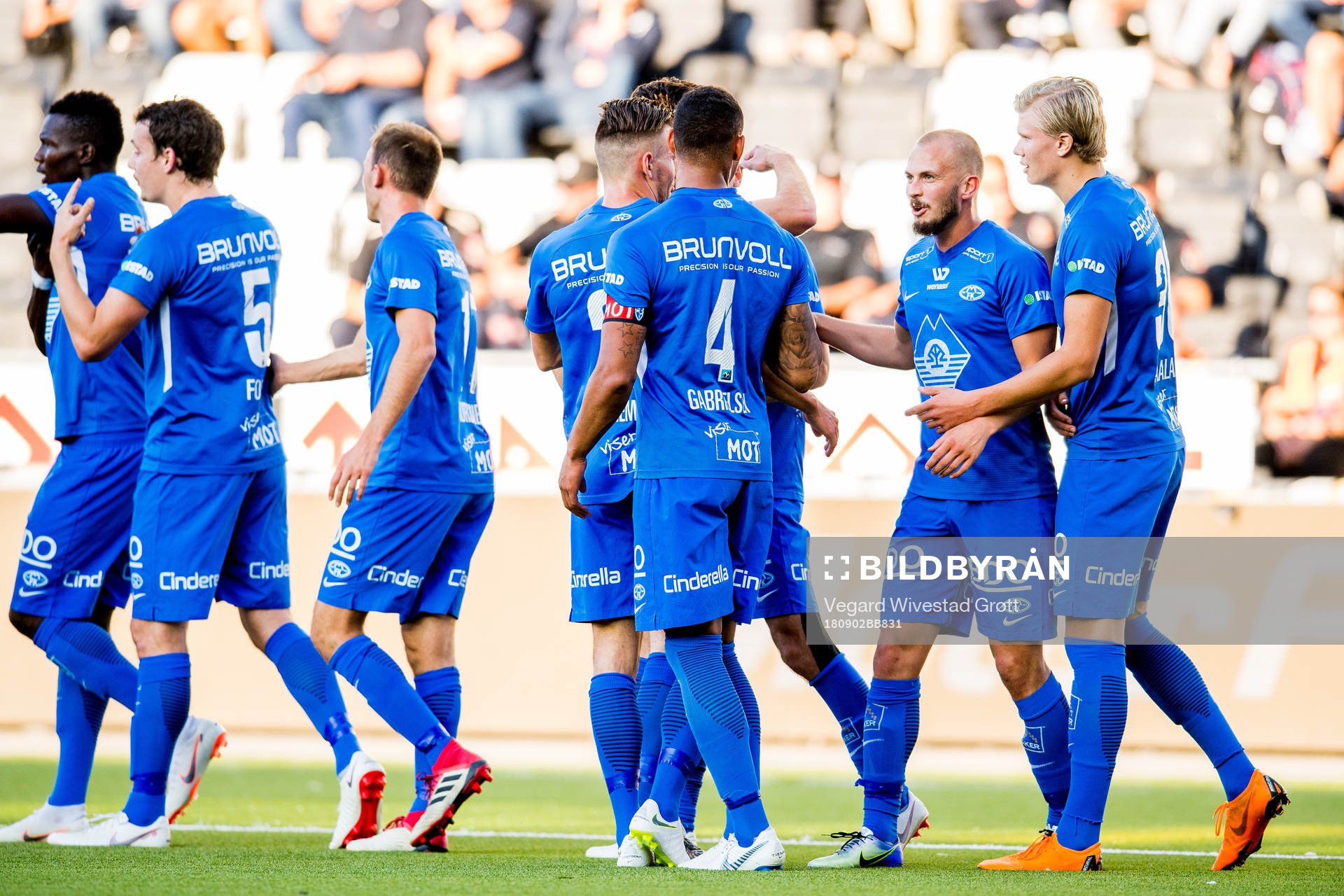 Ruben Gabrielsen of Molde celebrates with teammates Eirik